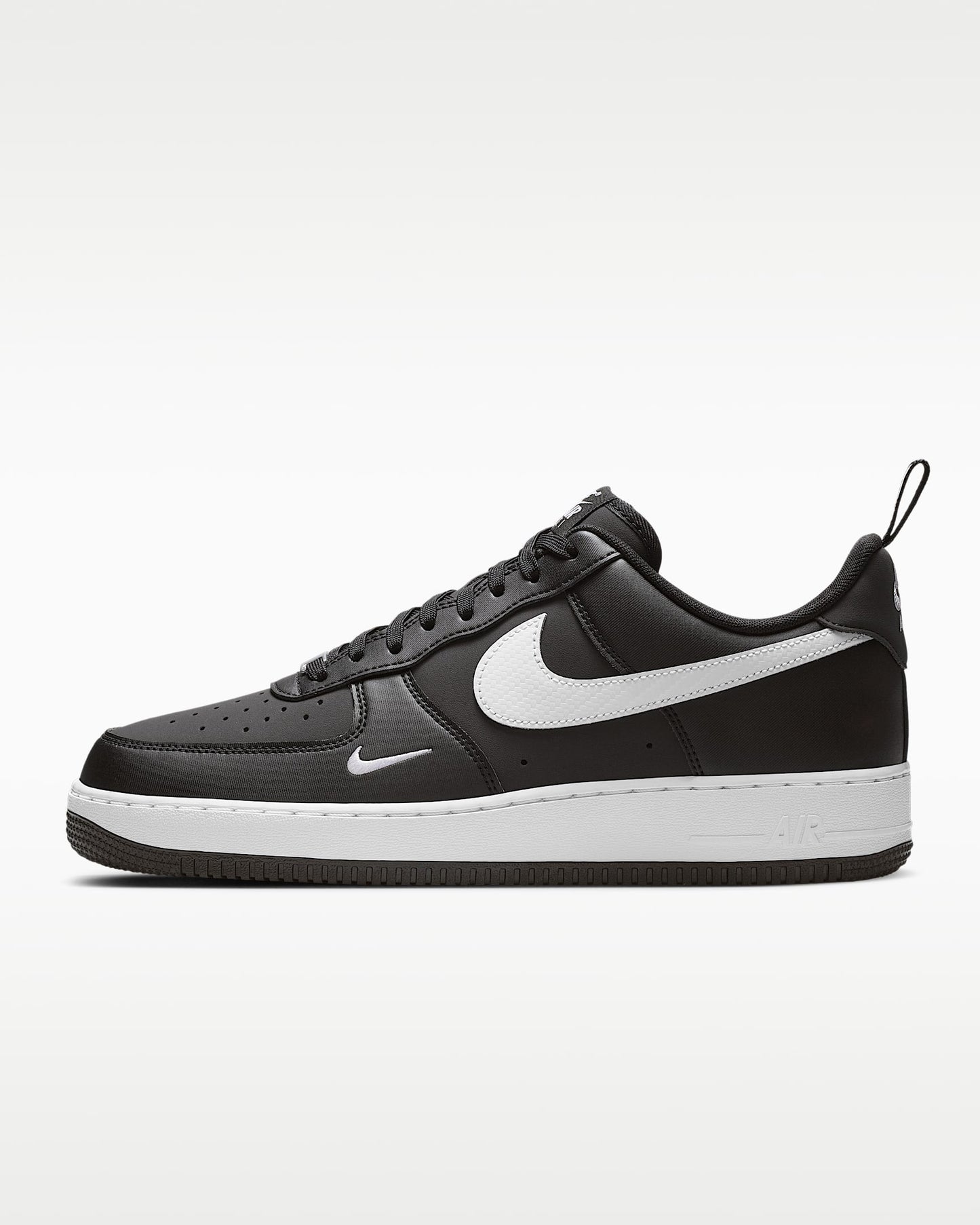 Nike Air Force 1 '07 Black White Mini Swoosh Sneakers