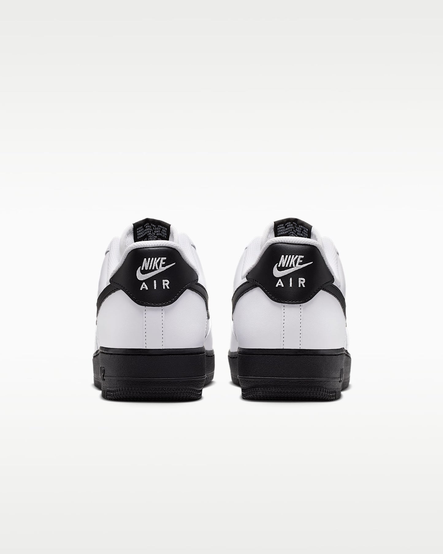 Nike Air Force 1 '07 White Black Swoosh Black Outsole Sneakers