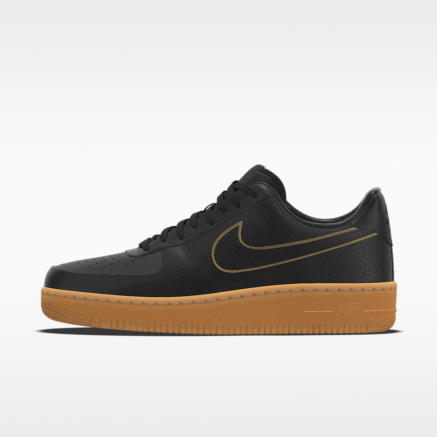 Nike Air Force 1 '07 Black Gold Outline Gum Sole Sneakers