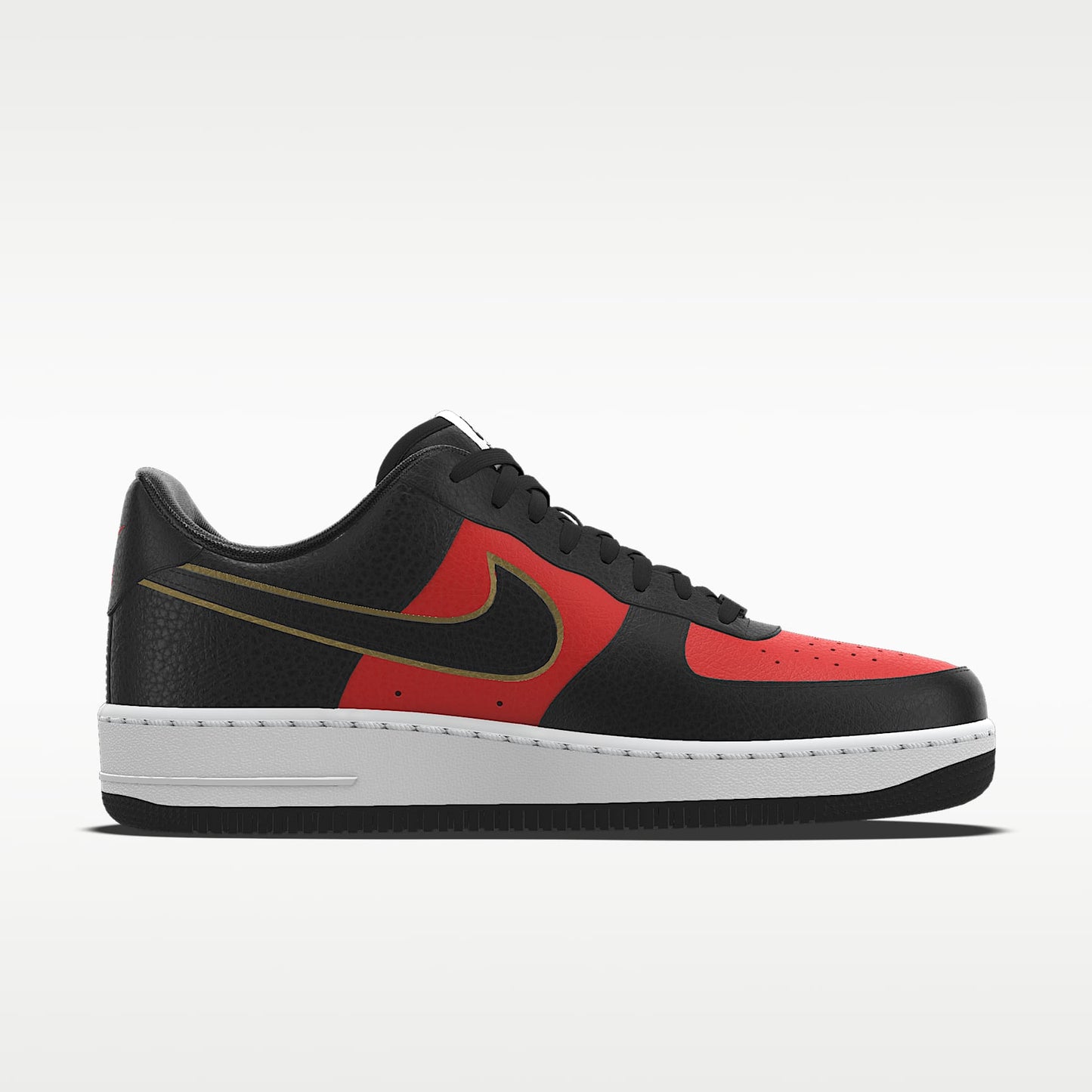 Nike Air Force 1 '07 Black Red Gold Outline Color-Block Sneakers