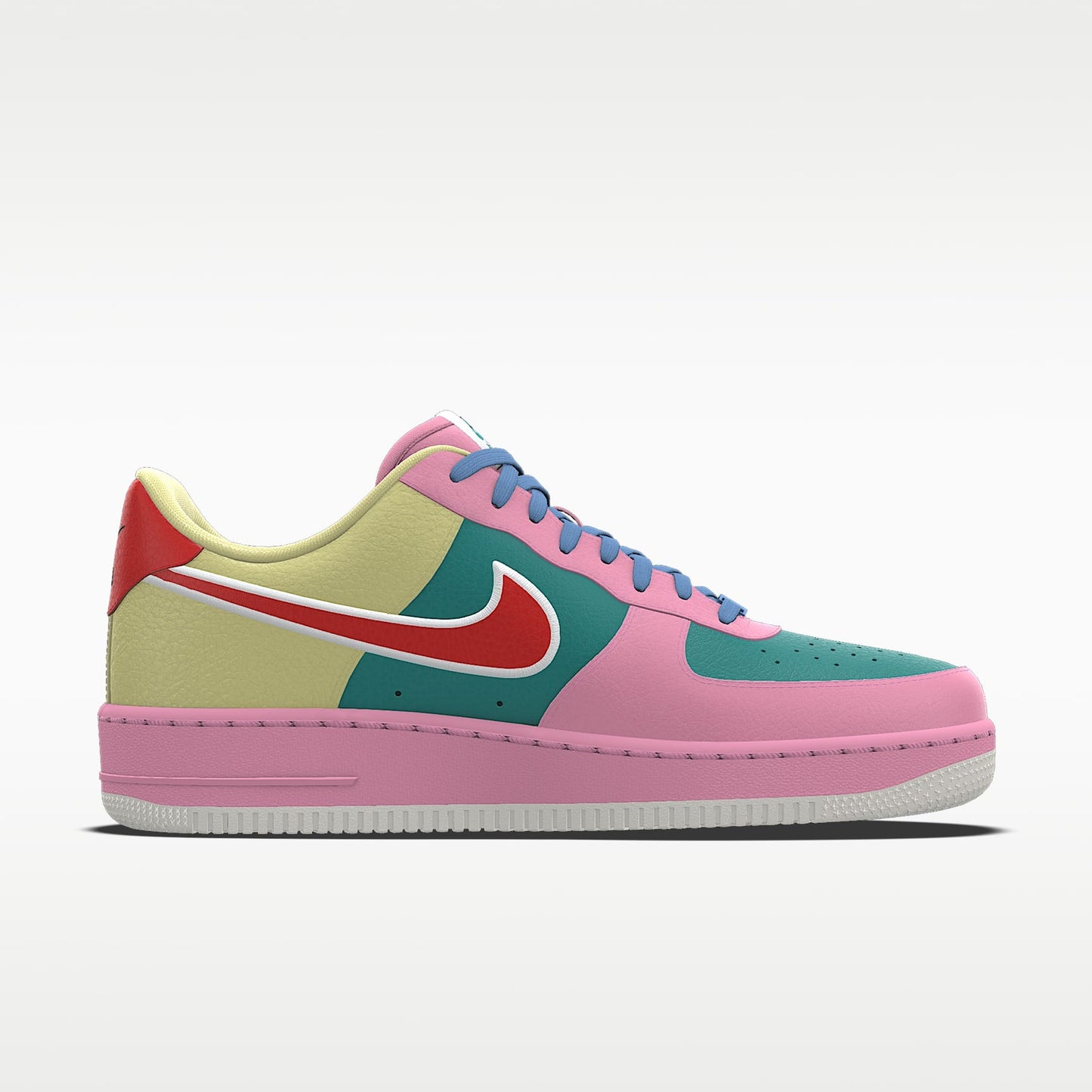 Nike Air Force 1 '07 Pink Teal Yellow Red Multi-Color Block Sneakers