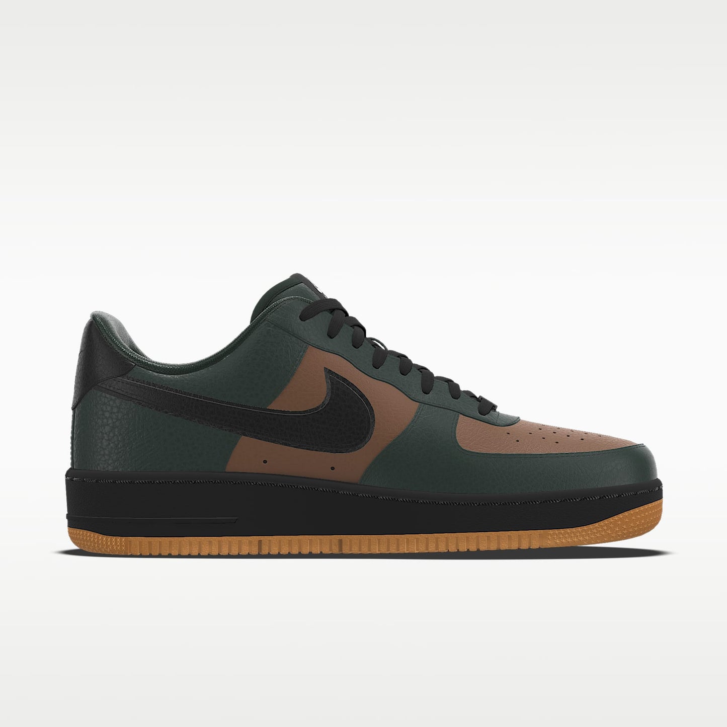 Nike Air Force 1 '07 Dark Green Brown Gum Sole Color-Block Sneakers