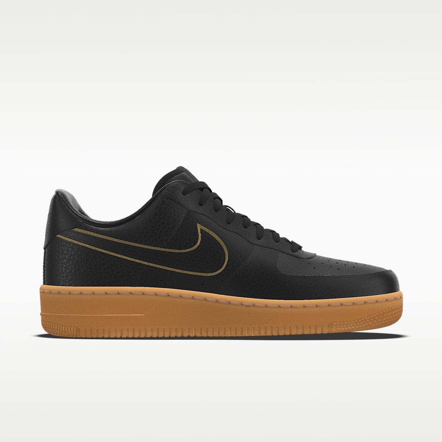 Nike Air Force 1 '07 Black Gold Outline Gum Sole Sneakers