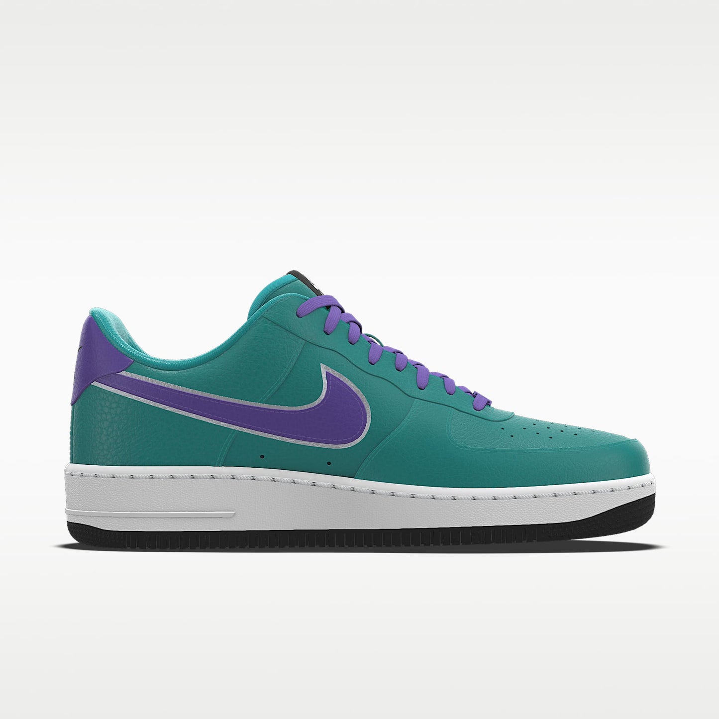 Nike Air Force 1 '07 Teal Purple Silver Outline Swoosh Sneakers