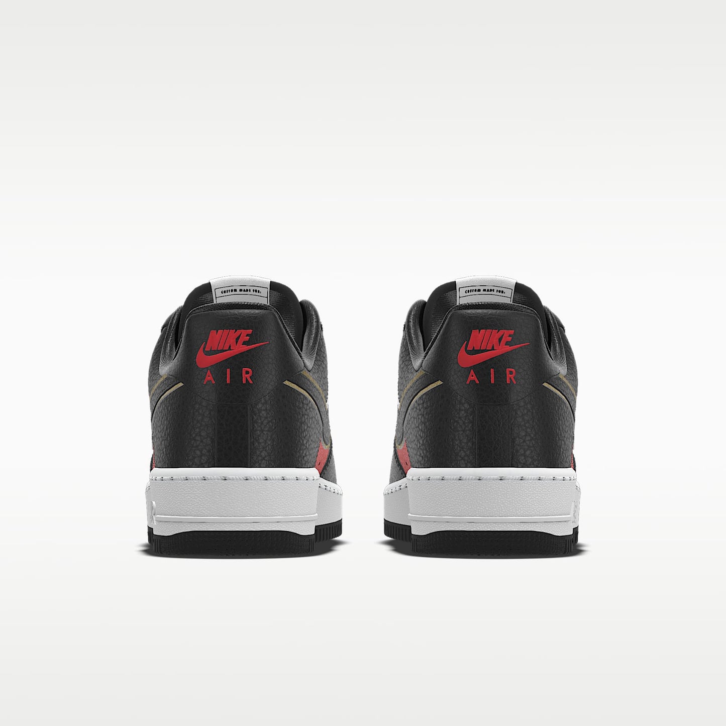 Nike Air Force 1 '07 Black Red Gold Outline Color-Block Sneakers