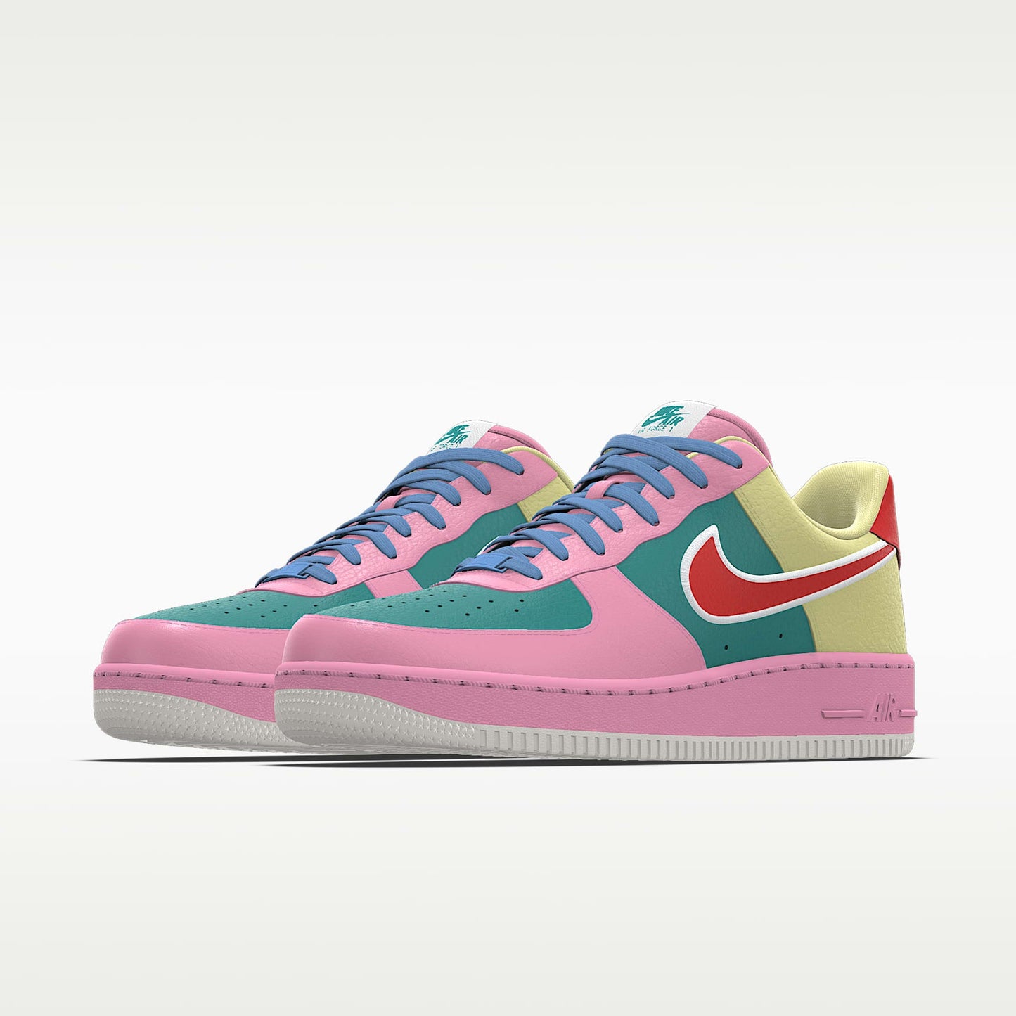 Nike Air Force 1 '07 Pink Teal Yellow Red Multi-Color Block Sneakers