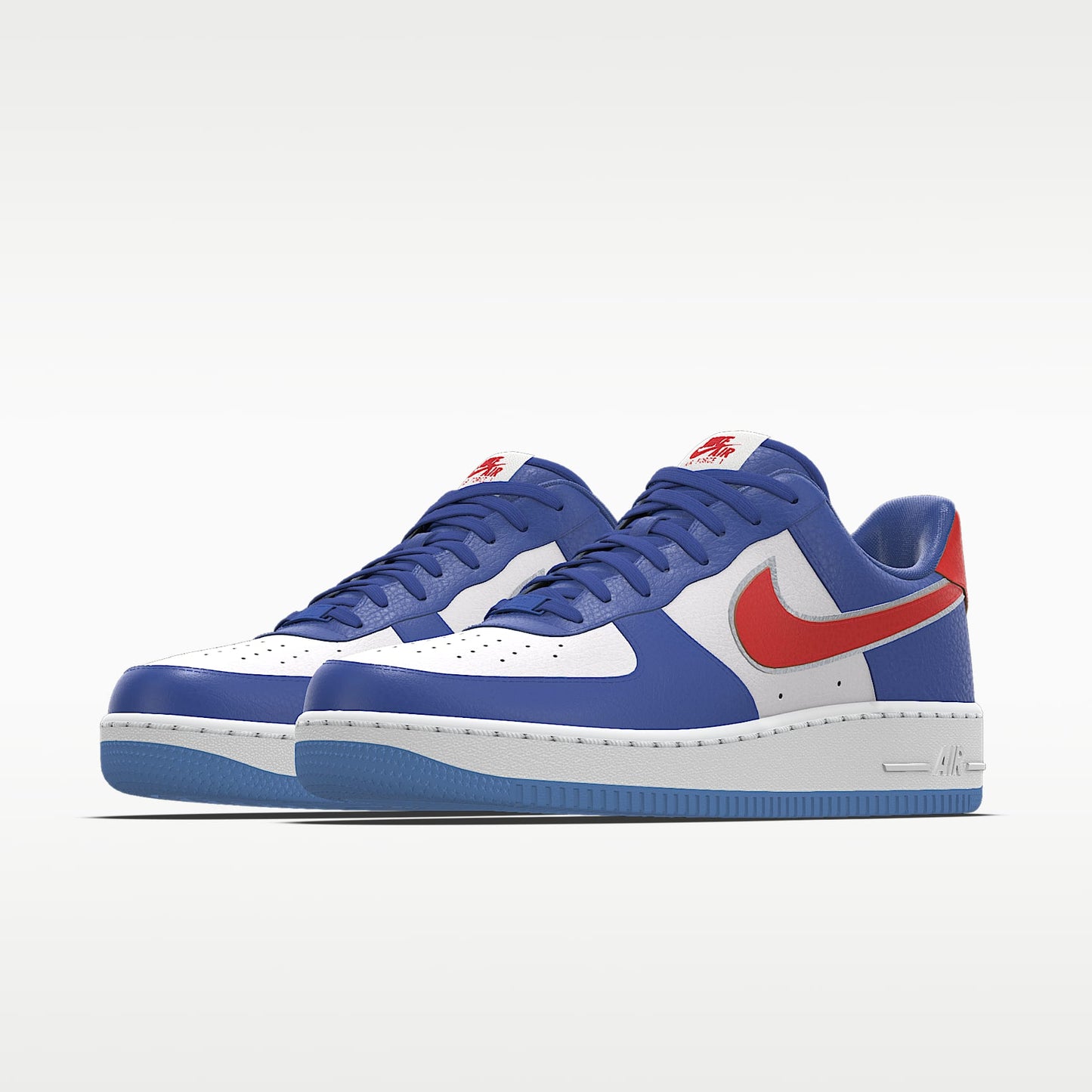 Nike Air Force 1 '07 White Blue Red Silver Outline Color-Block Sneakers