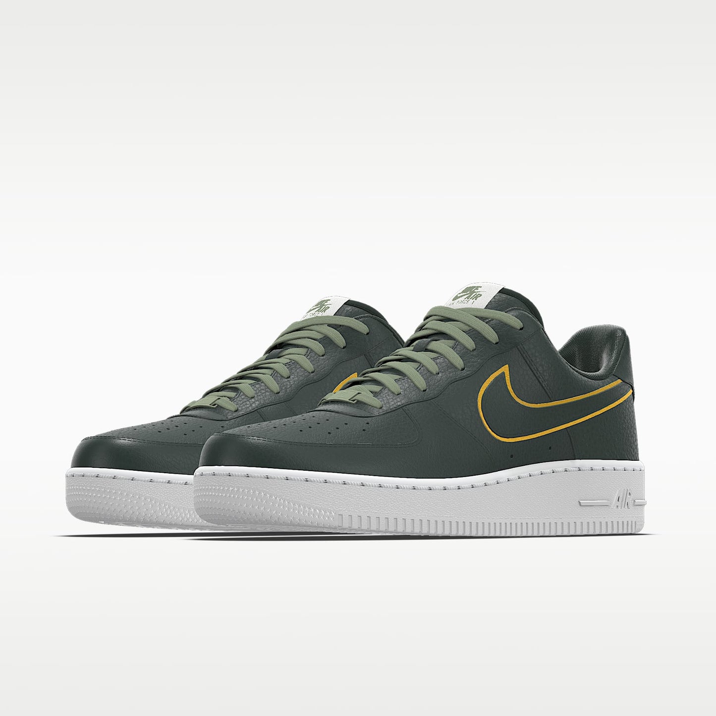 Nike Air Force 1 '07 Dark Green Gold Outline Sneakers