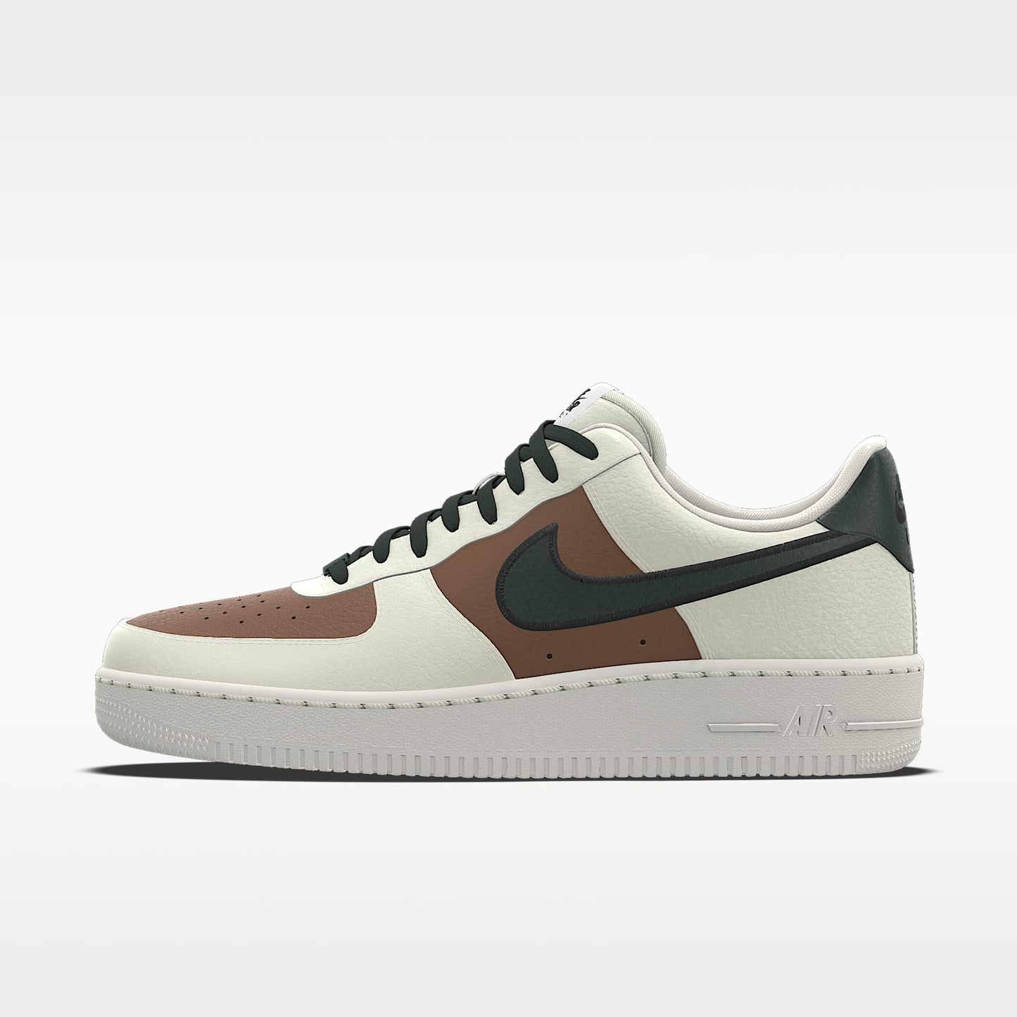 Nike Air Force 1 '07 Sail Brown Dark Green Color-Block Sneakers