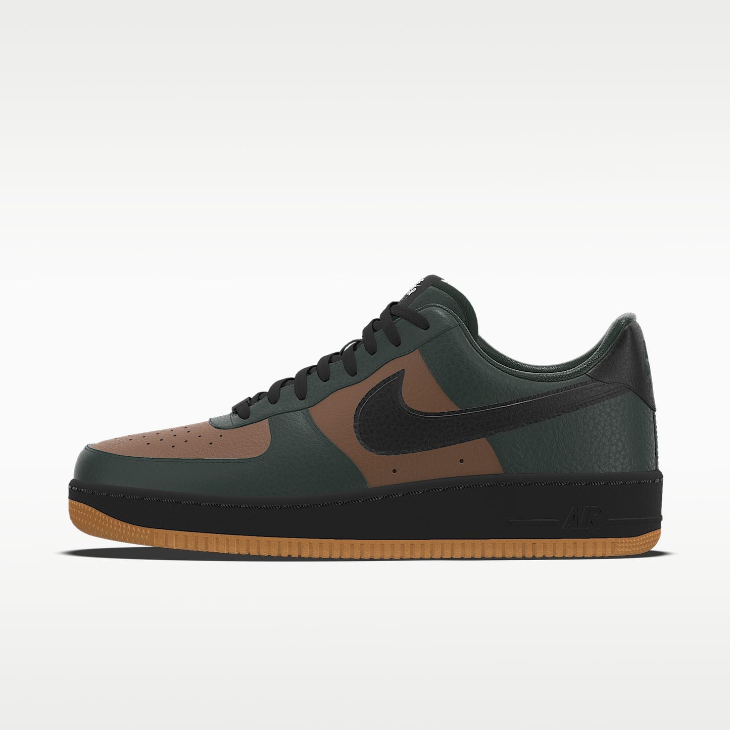 Nike Air Force 1 '07 Dark Green Brown Gum Sole Color-Block Sneakers