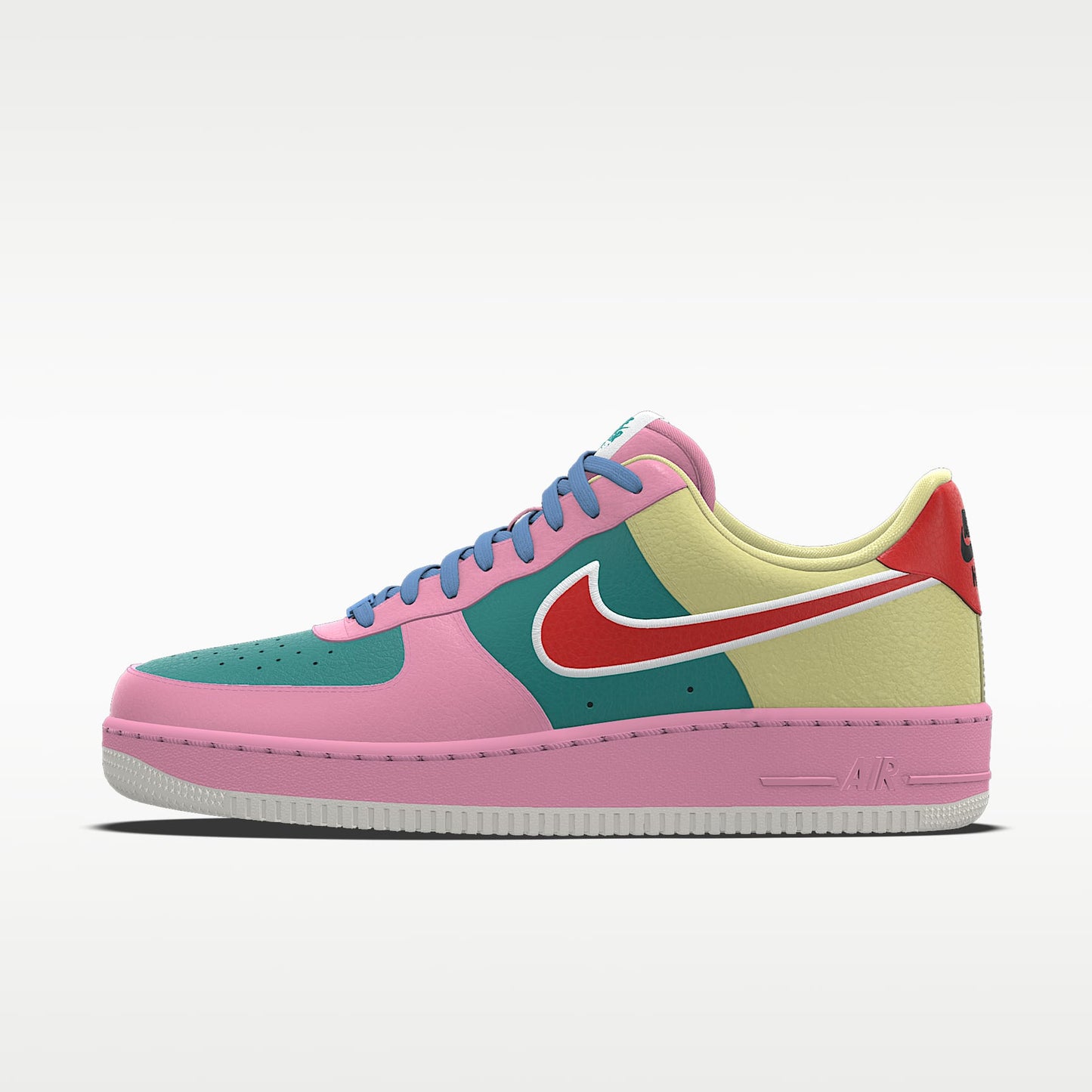 Nike Air Force 1 '07 Pink Teal Yellow Red Multi-Color Block Sneakers