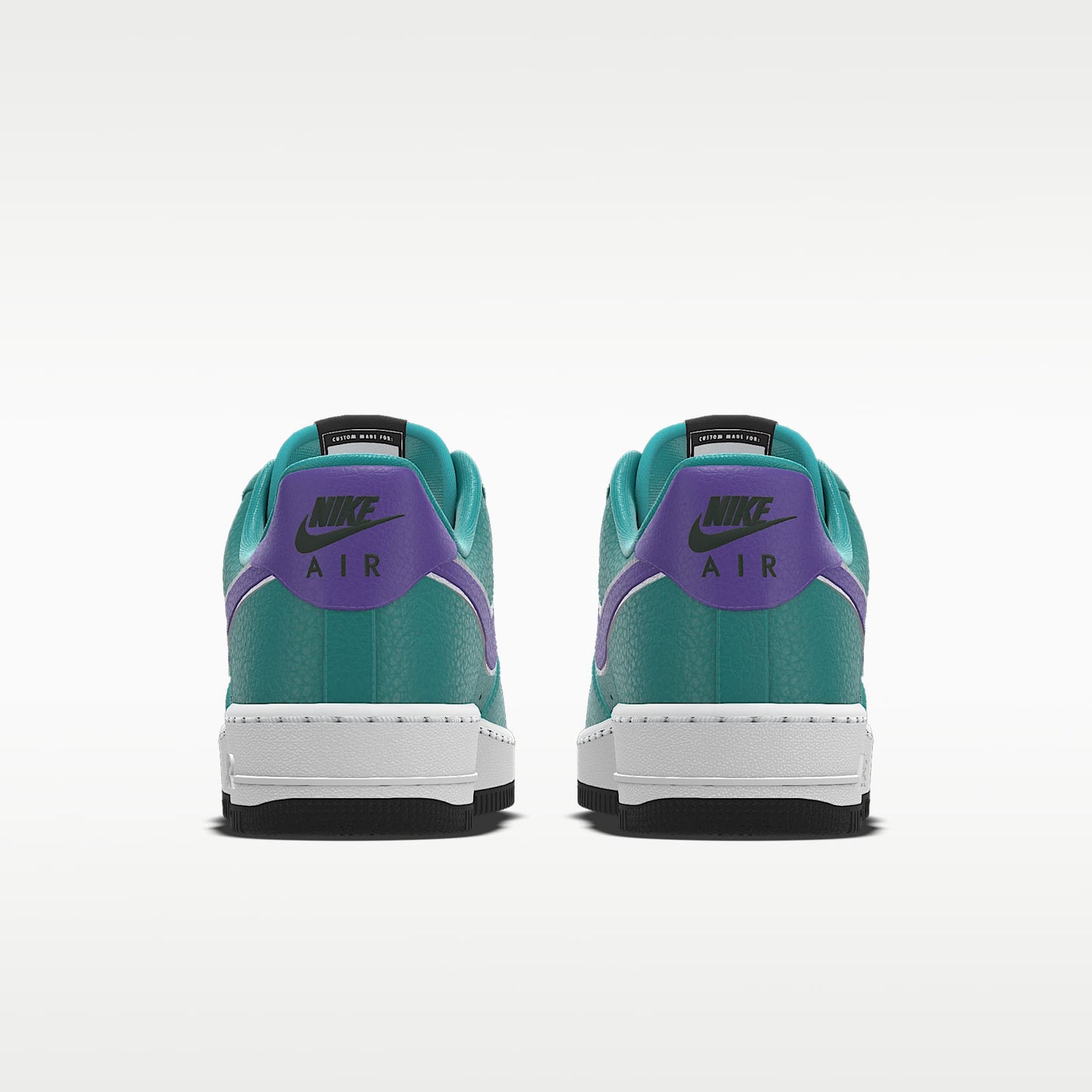 Nike Air Force 1 '07 Teal Purple Silver Outline Swoosh Sneakers