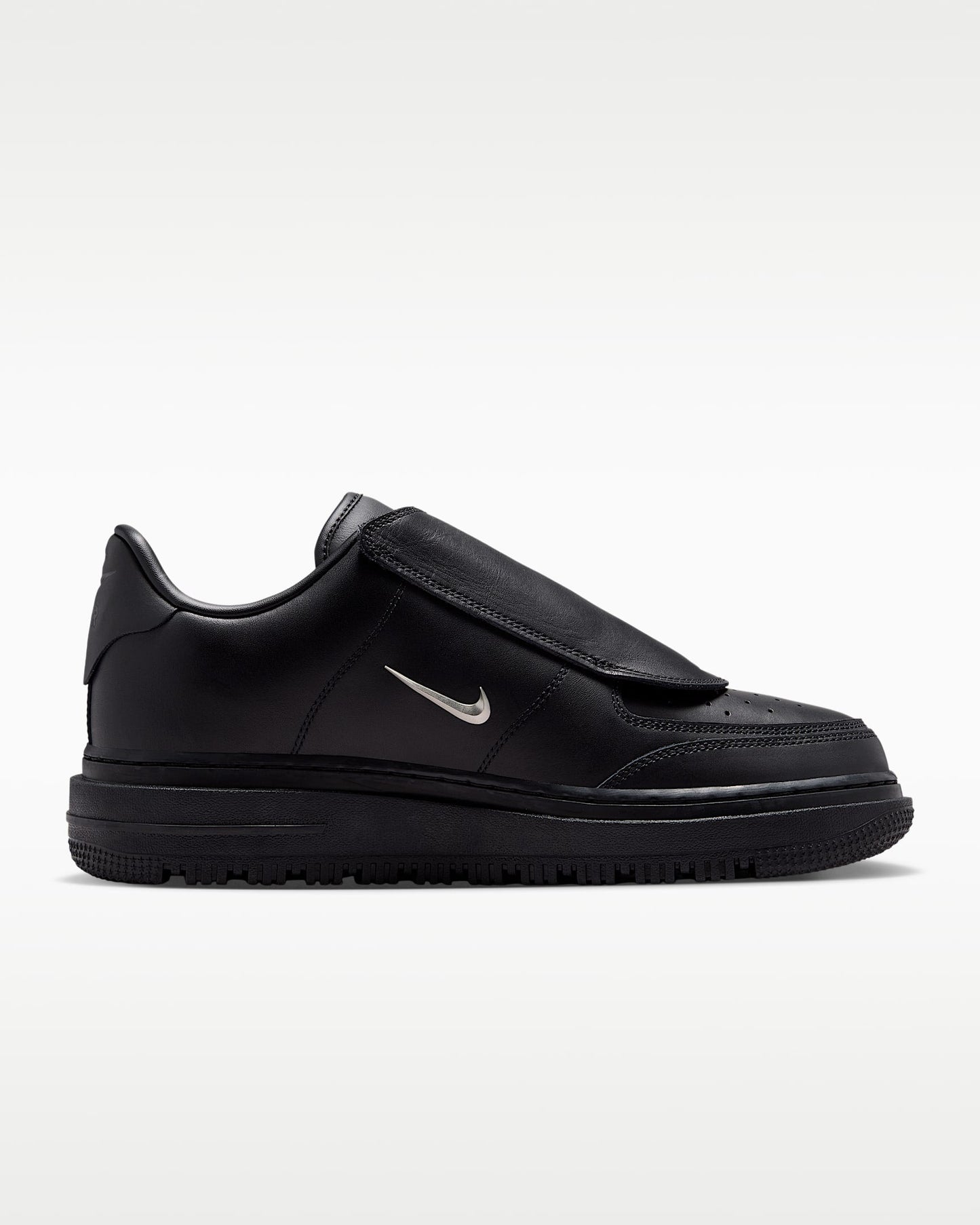 Nike Air Force 1 '07 Black Double Strap Metal Swoosh Sneakers