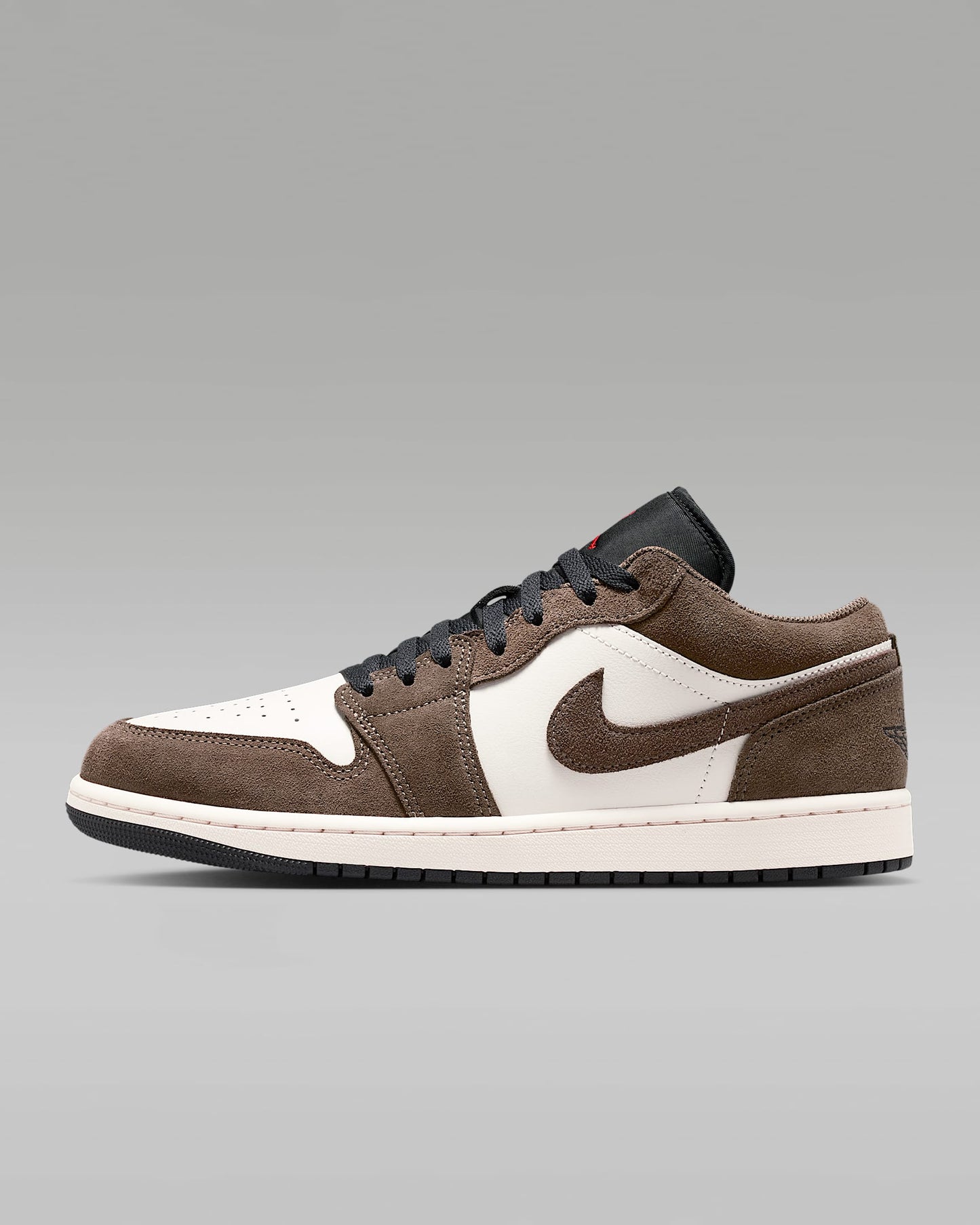 Air Jordan 1 Low Sail Dark Brown Suede Leather Sneakers