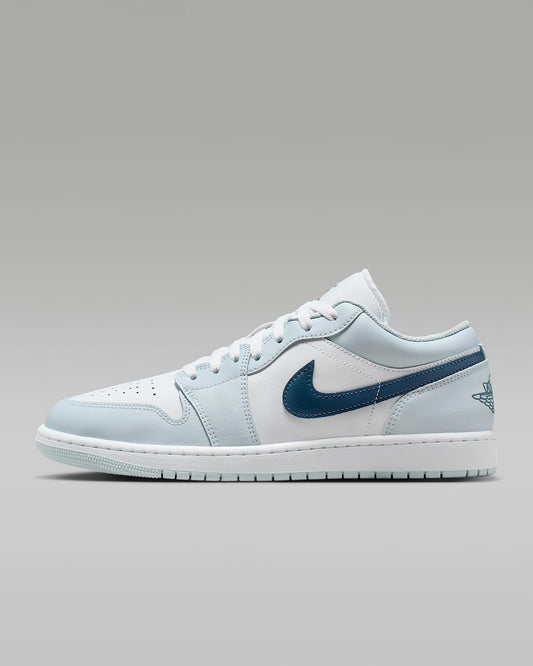 Air Jordan 1 Low White Ice Blue and Dark Navy Sneakers
