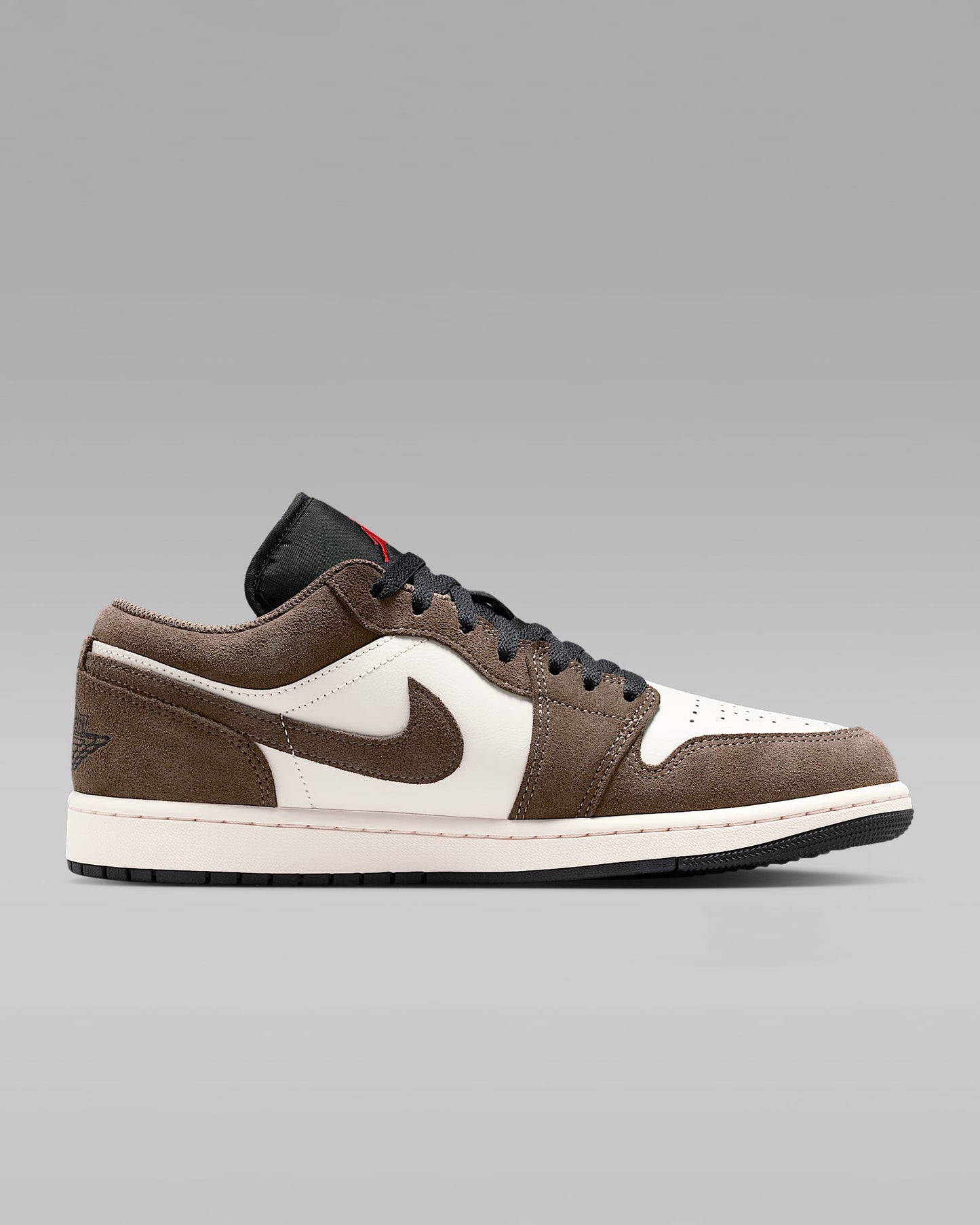 Air Jordan 1 Low Sail Dark Brown Suede Leather Sneakers