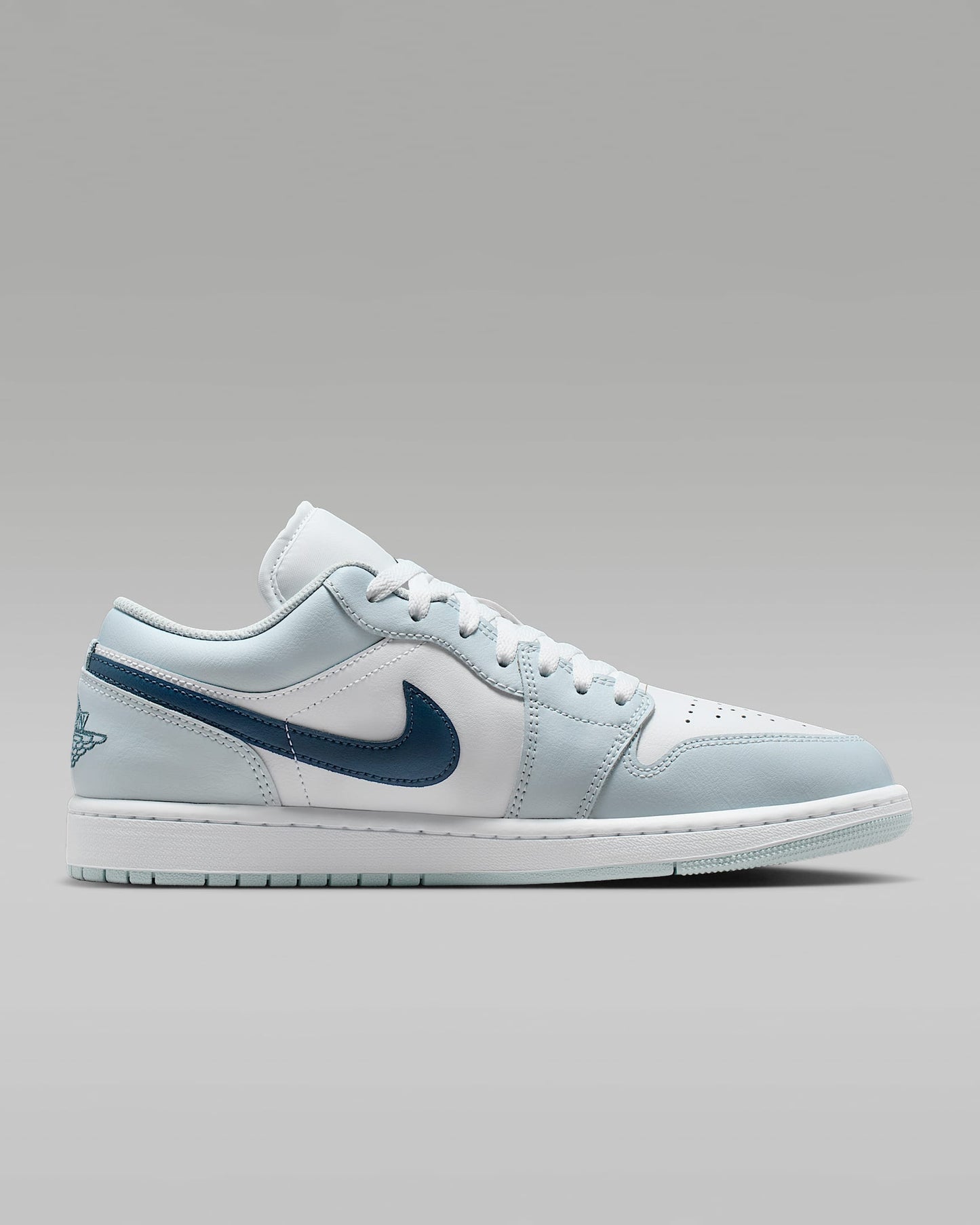 Air Jordan 1 Low White Ice Blue and Dark Navy Sneakers