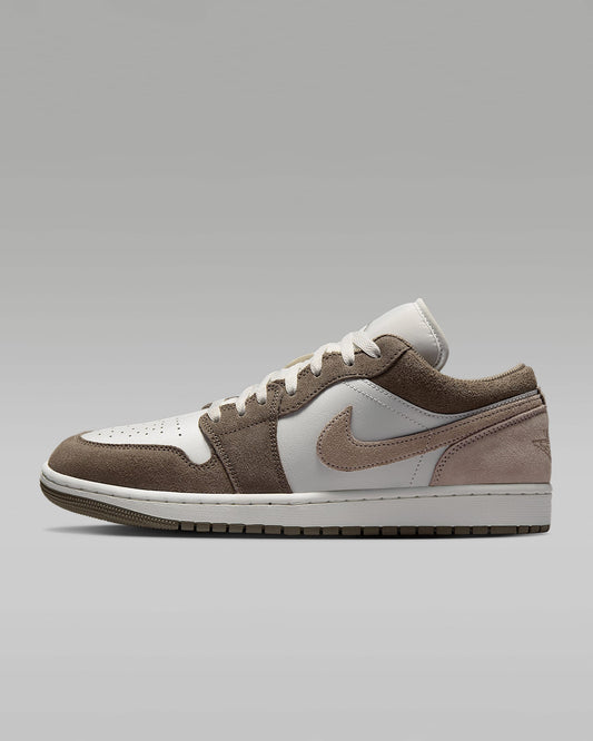 Air Jordan 1 Low White Medium Brown and Taupe Haze Sneakers