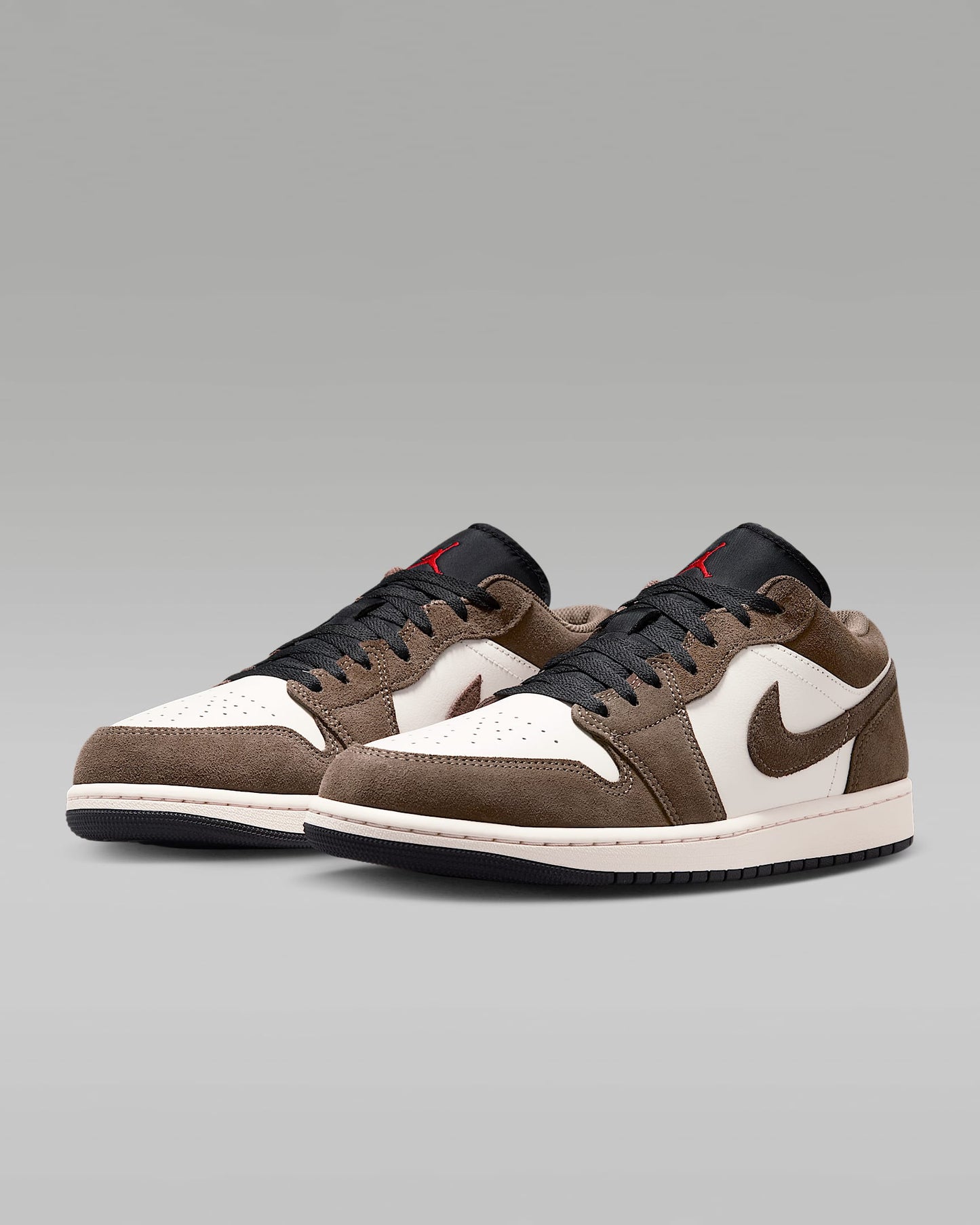 Air Jordan 1 Low Sail Dark Brown Suede Leather Sneakers