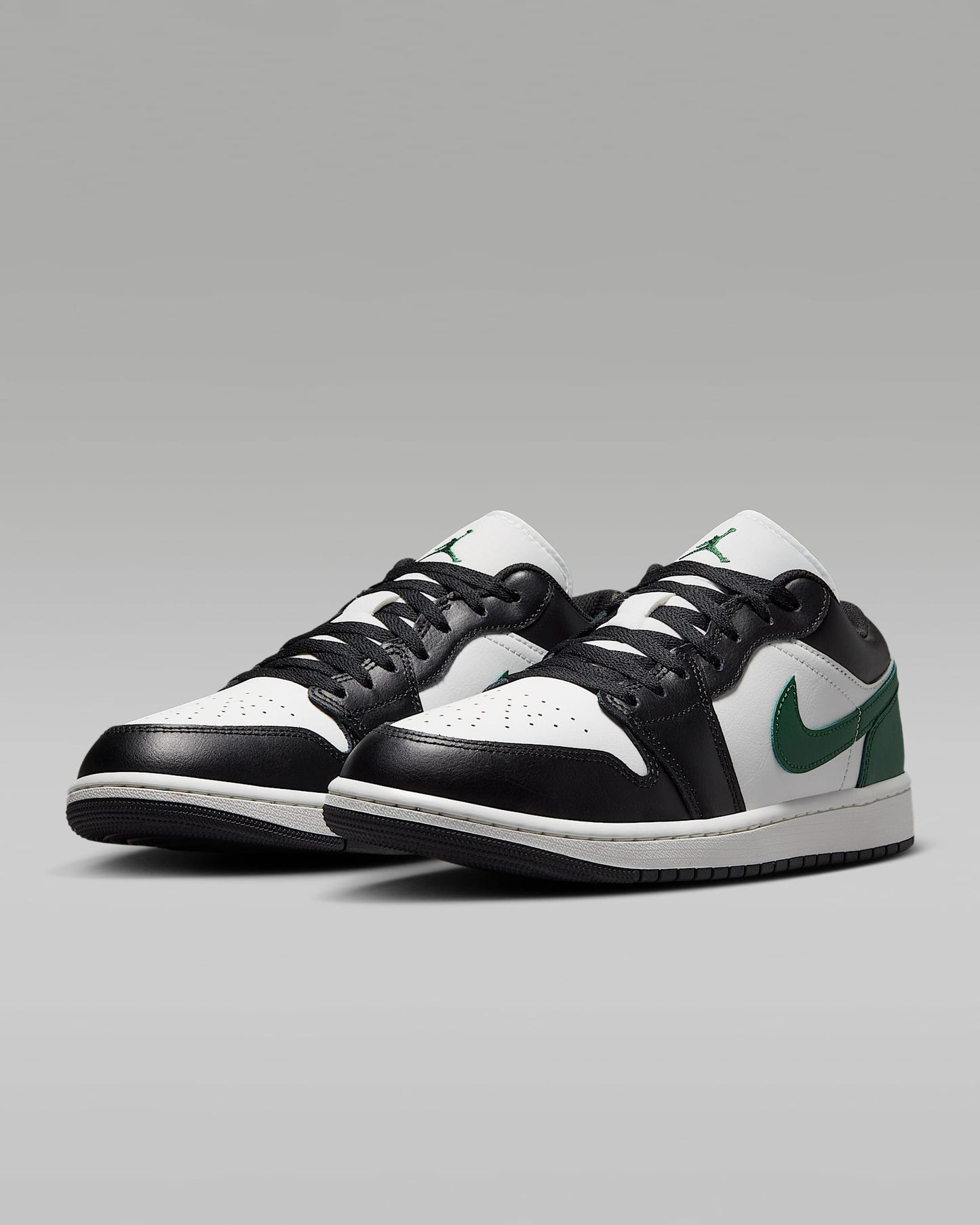 Air Jordan 1 Low White Black and Pine Green Sneakers