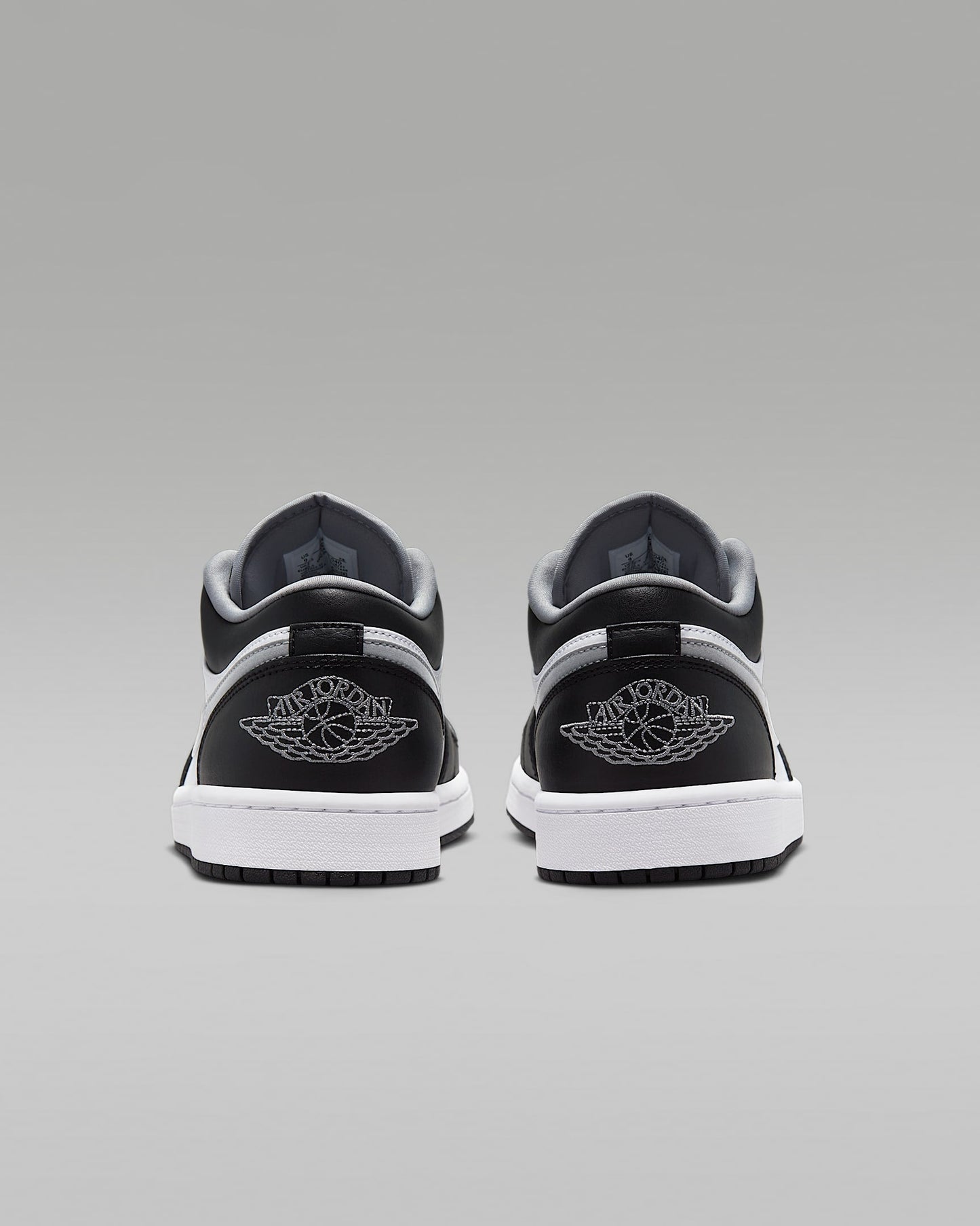Air Jordan 1 Low OG Black White Grey Swoosh Leather Sneakers