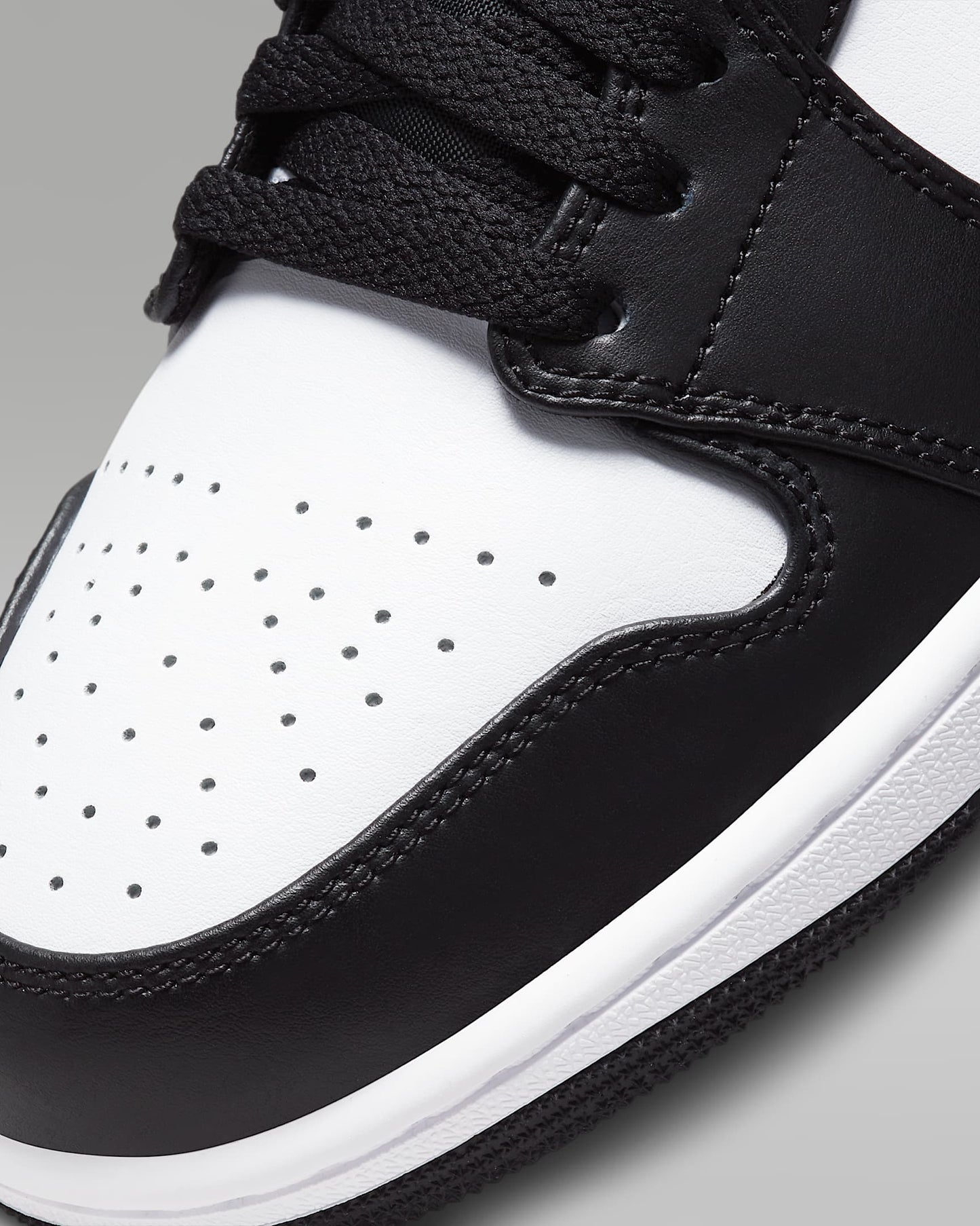 Air Jordan 1 Low OG Black White Grey Swoosh Leather Sneakers