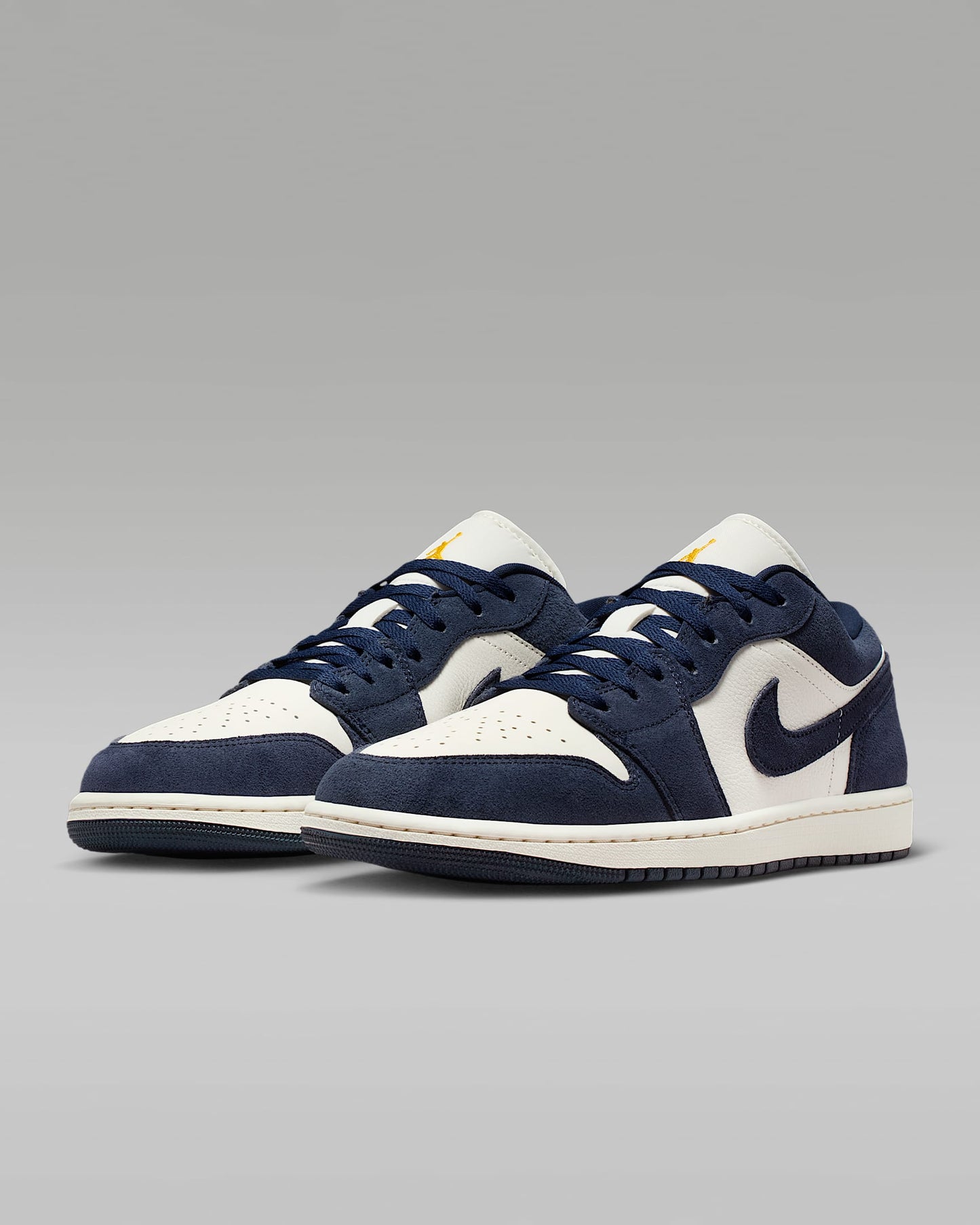 Air Jordan 1 Low Sail Midnight Navy and University Red Sneakers