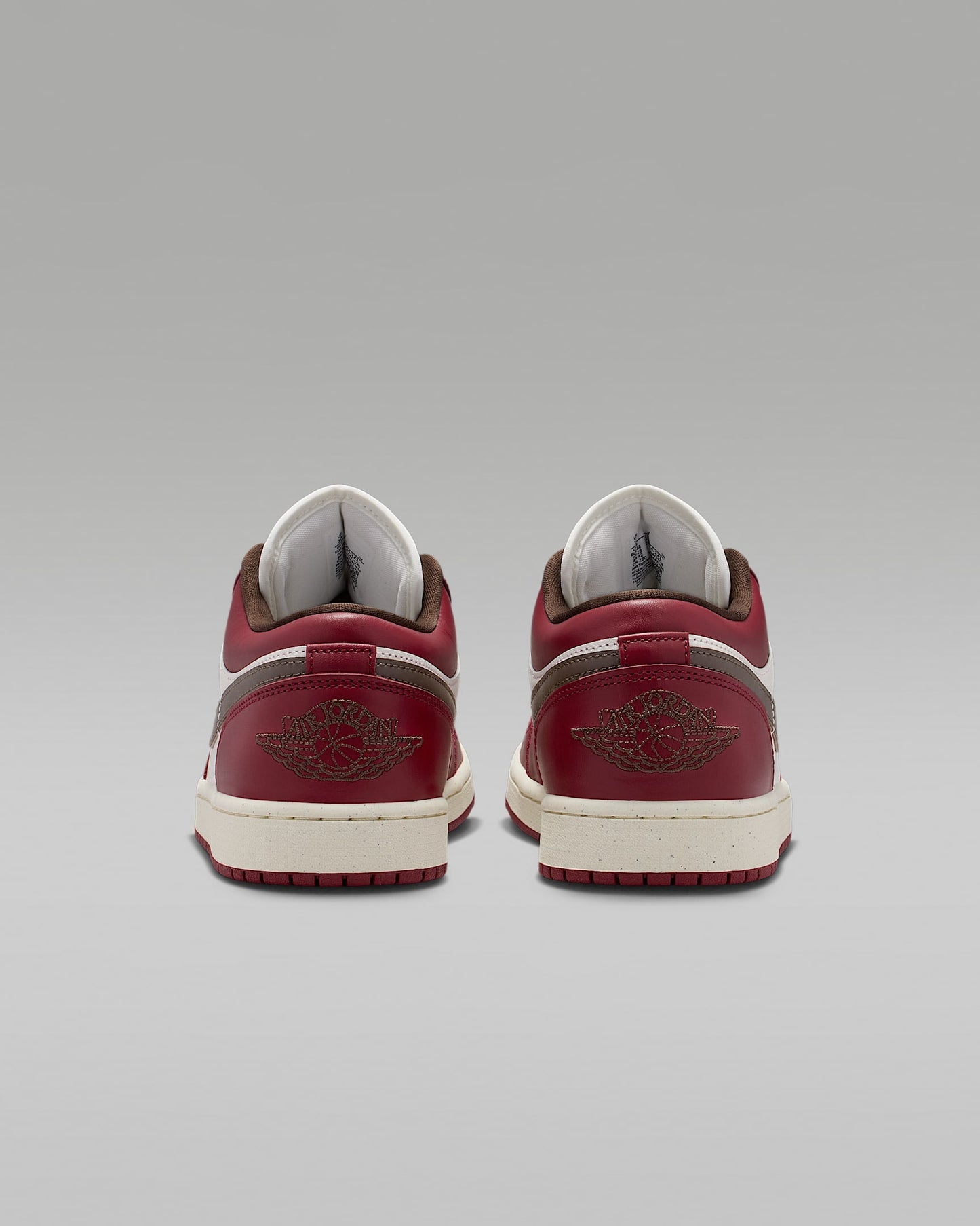Air Jordan 1 Low OG Sail Burgundy Dark Brown Swoosh Leather Sneakers