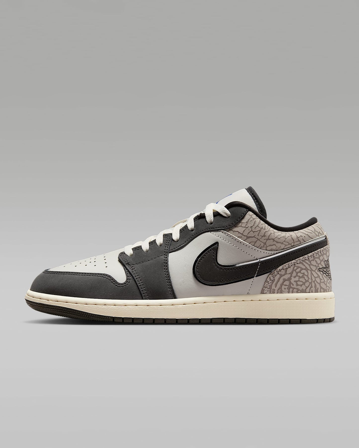 Air Jordan 1 Low Sail Dark Grey Elephant Print Mixed-Material Sneakers