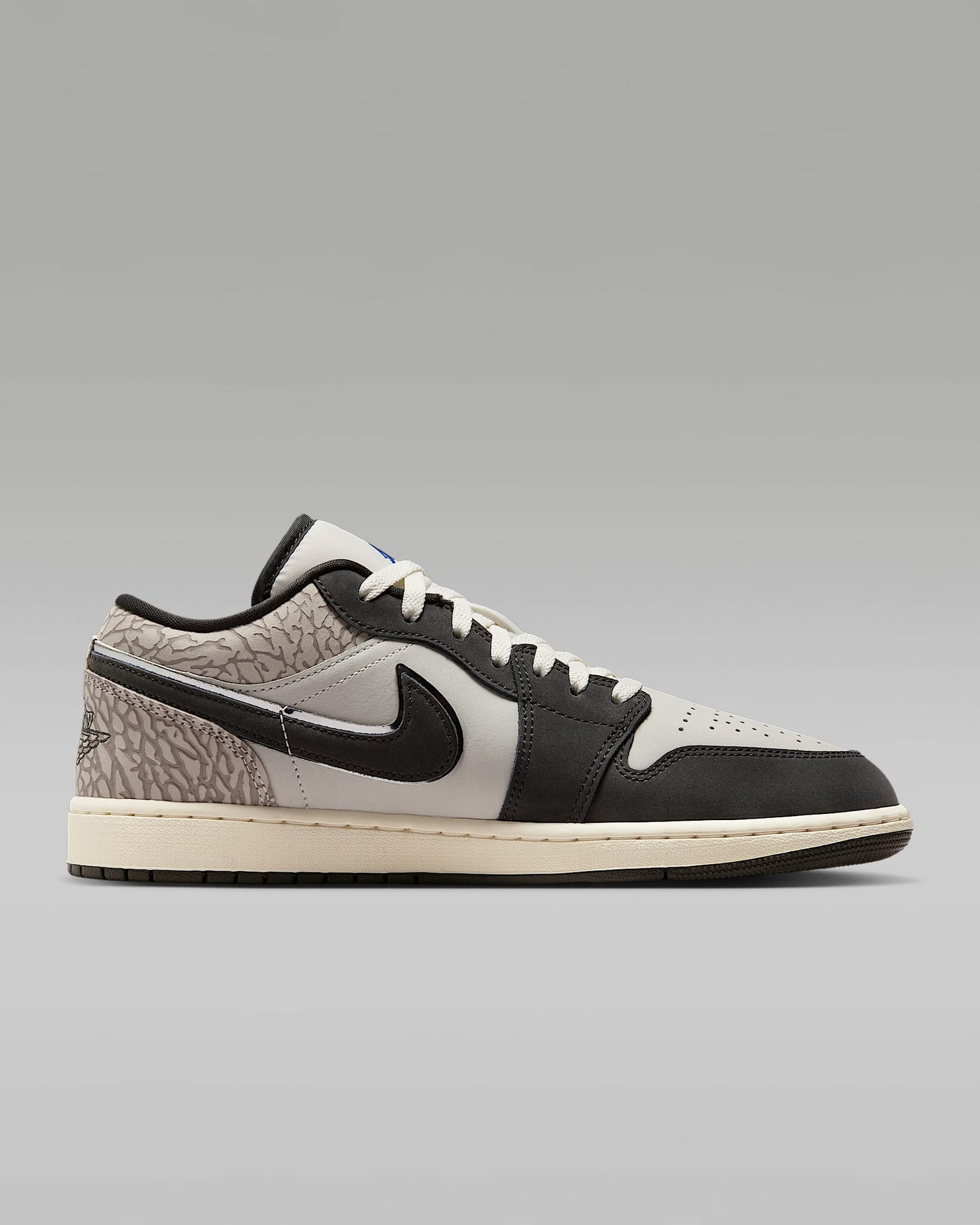Air Jordan 1 Low Sail Dark Grey Elephant Print Mixed-Material Sneakers