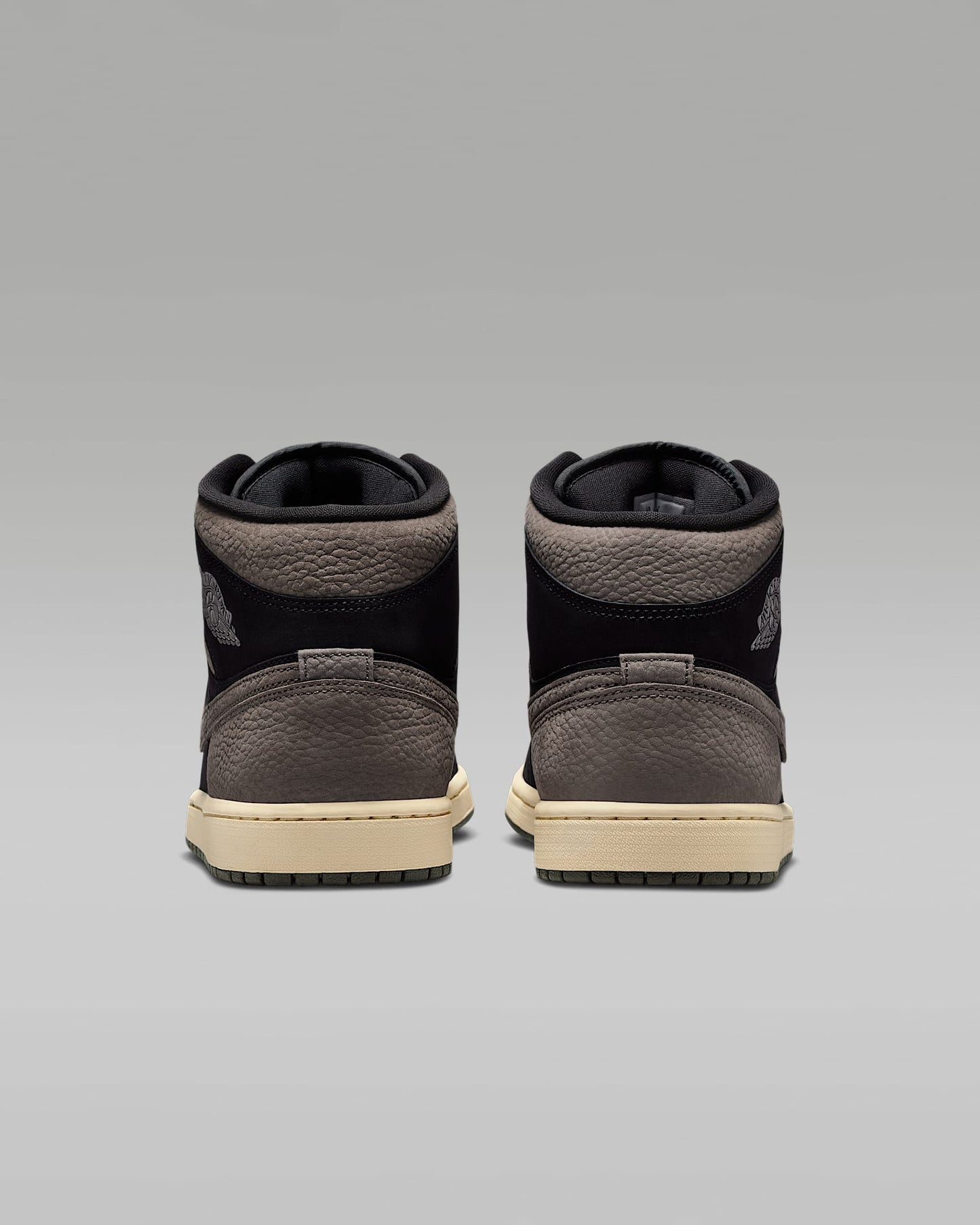 Air Jordan 1 Mid OG Black Taupe Suede Leather Sneakers
