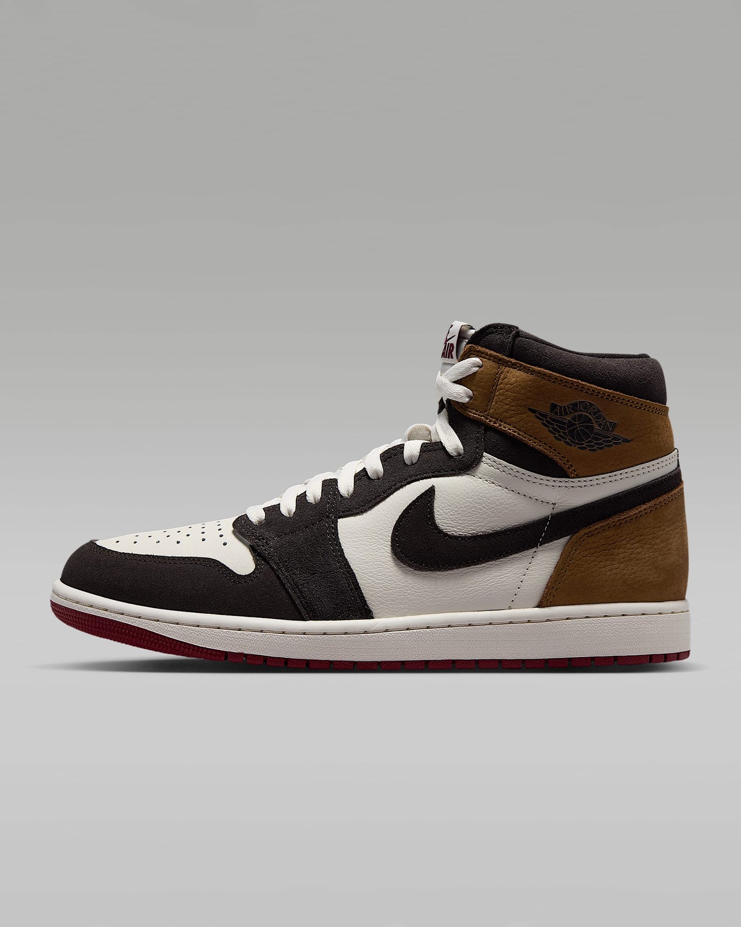 Air Jordan 1 High OG Sail Black Ochre Red Outsole Leather Sneakers