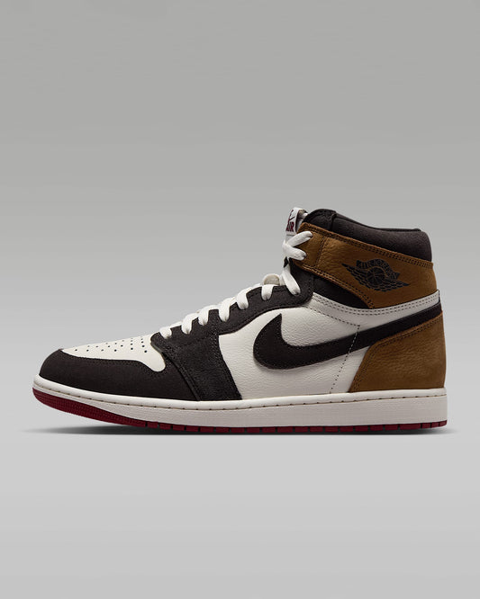 Air Jordan 1 High OG Sail Black Ochre Red Outsole Leather Sneakers