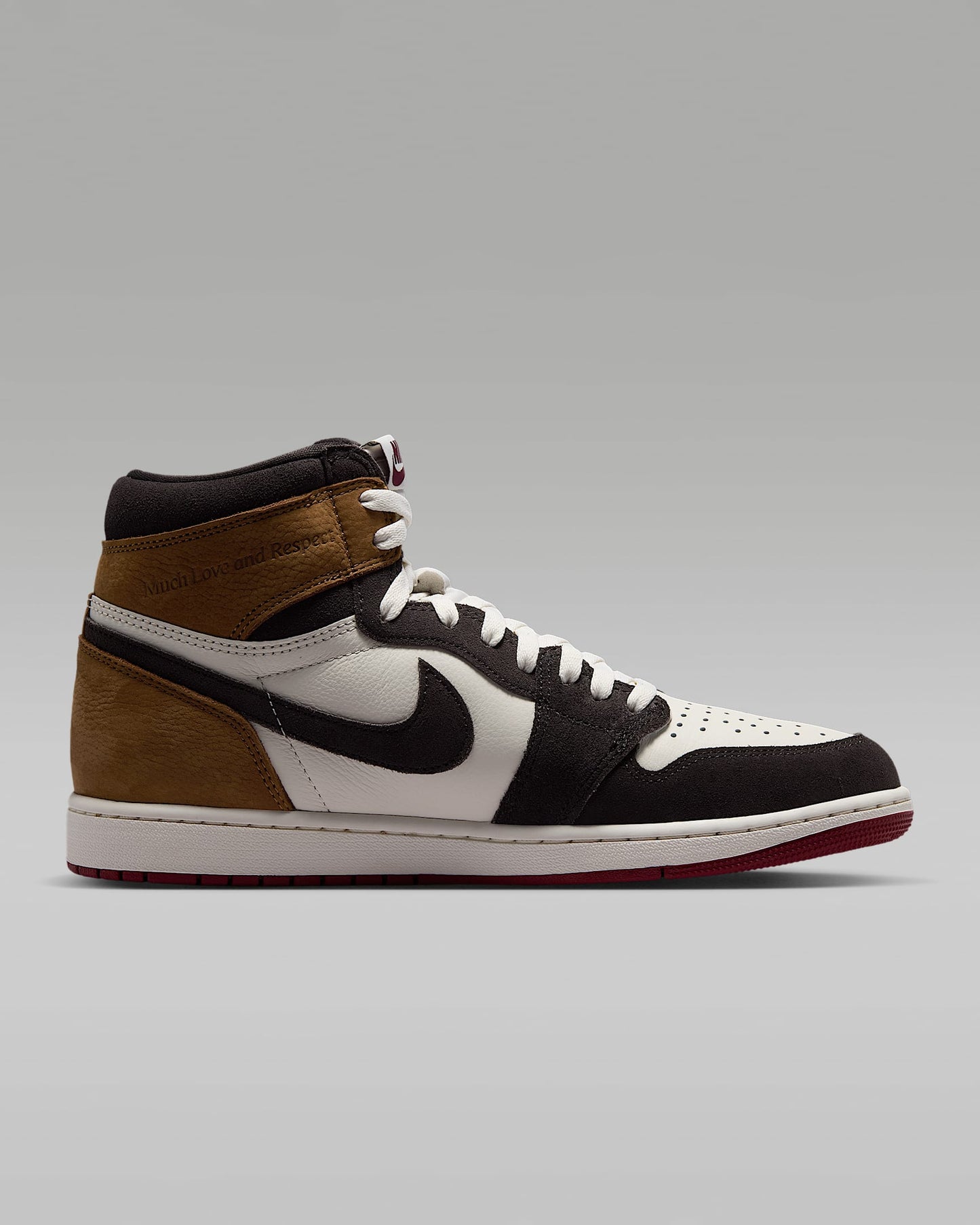 Air Jordan 1 High OG Sail Black Ochre Red Outsole Leather Sneakers