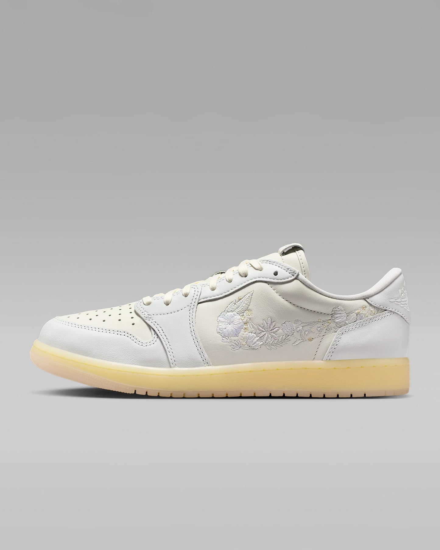Air Jordan 1 Low OG x Off-White Floral Embroidery Gum Sole Sneakers