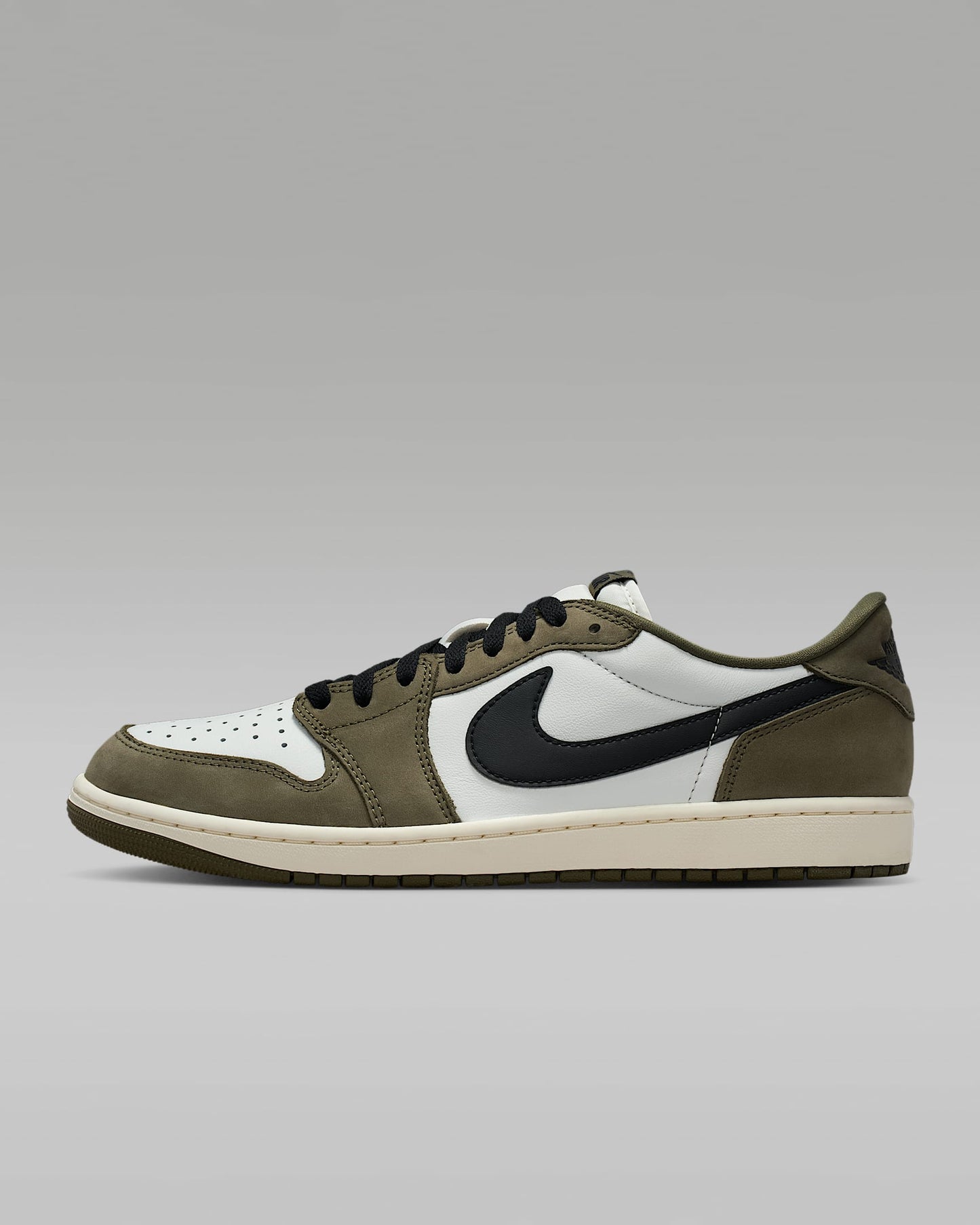 Air Jordan 1 Low OG Sail Black and Medium Olive Sneakers