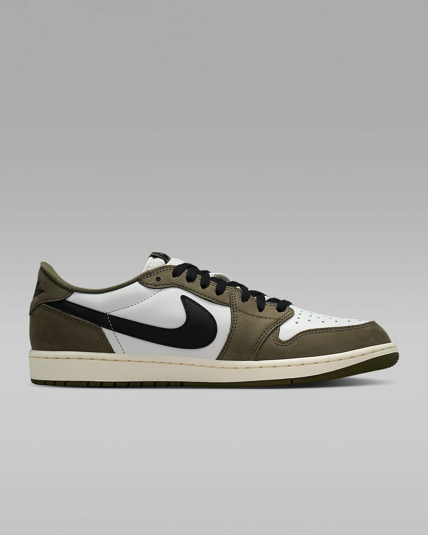 Air Jordan 1 Low OG Sail Black and Medium Olive Sneakers