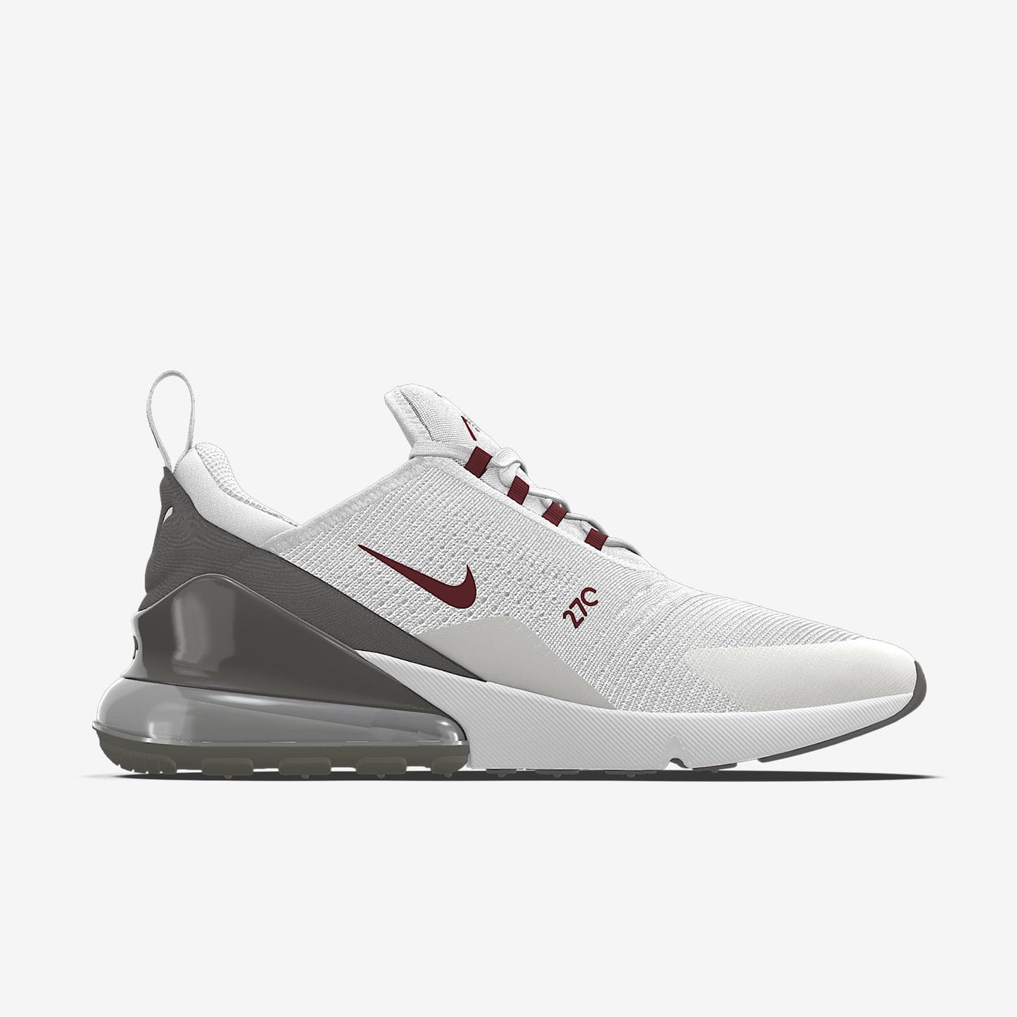 Nike Air Max 270 By You – White/Burgundy/Dark Grey Custom Sneaker