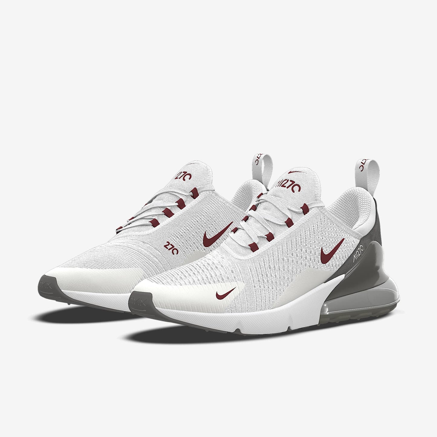 Nike Air Max 270 By You – White/Burgundy/Dark Grey Custom Sneaker