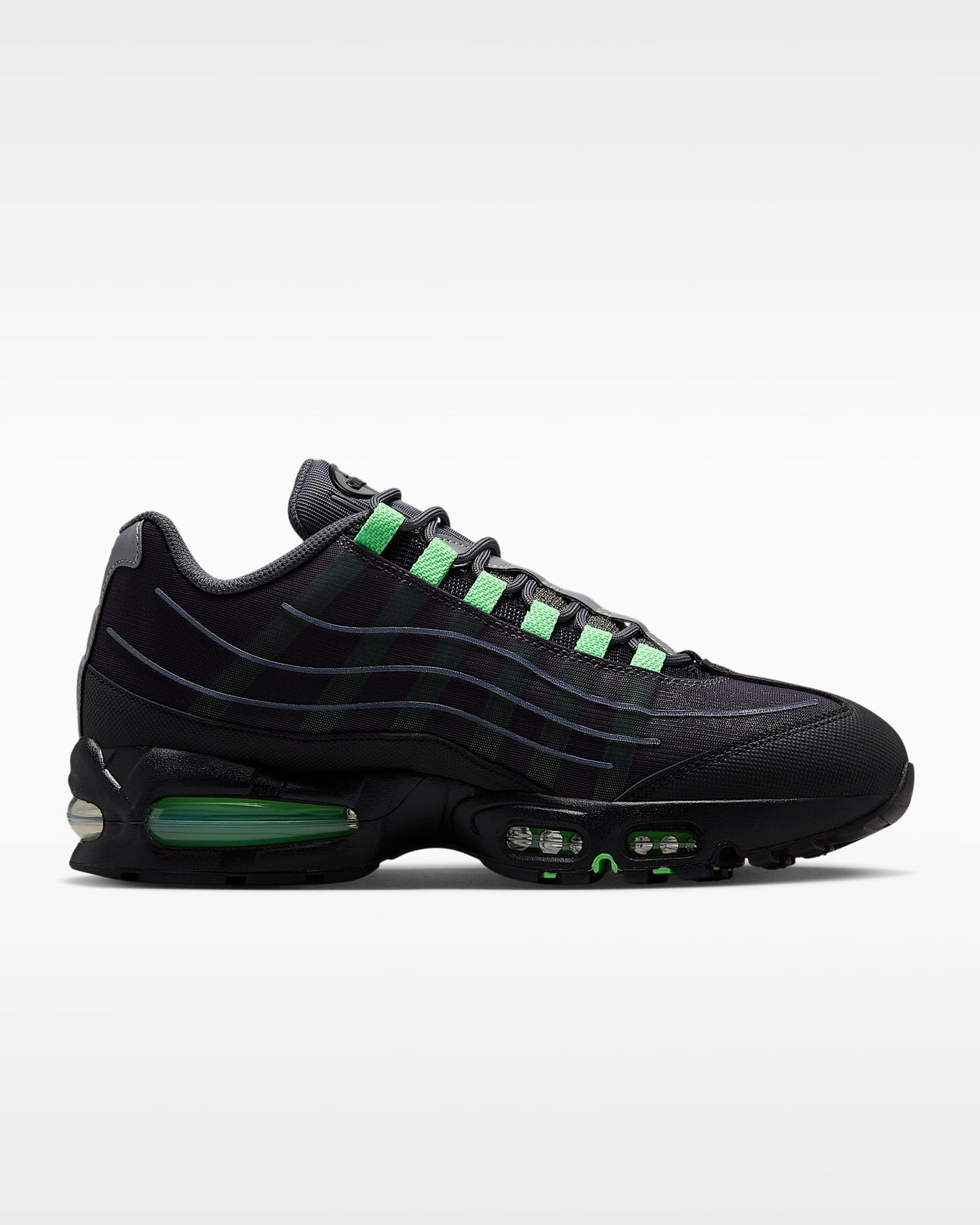 Nike Air Max 95 – Black / Lime Green Mesh Athletic Sneakers