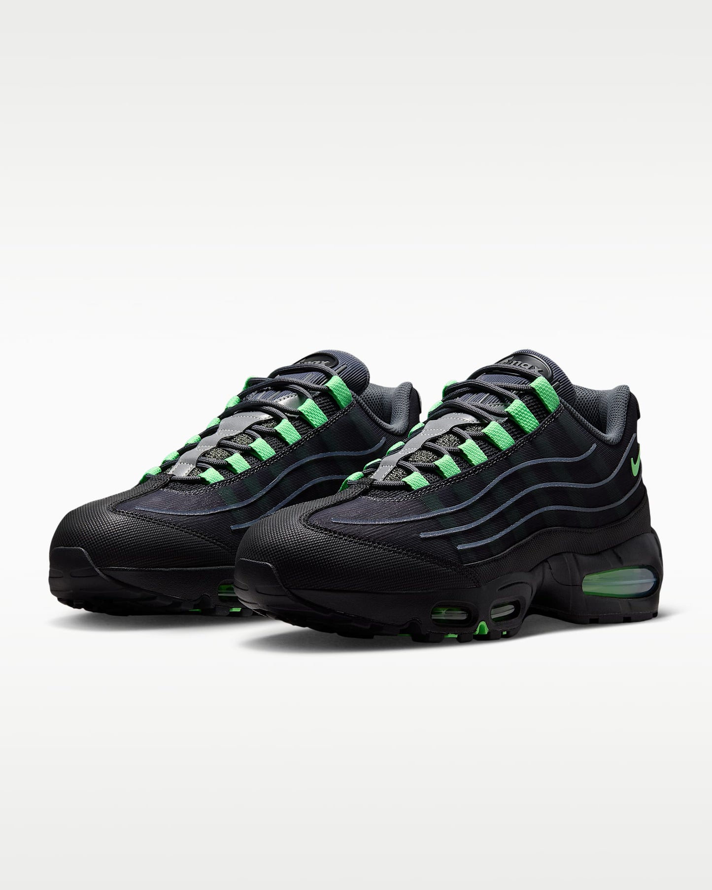 Nike Air Max 95 – Black / Lime Green Mesh Athletic Sneakers
