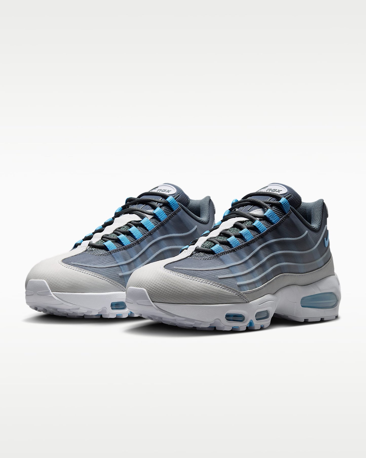 Nike Air Max 95 – Grey / Cerulean Mesh Athletic Sneakers