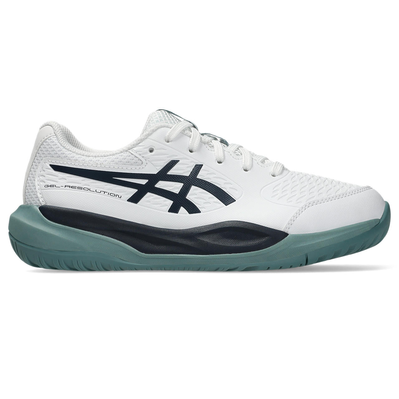 Asics Gel-Resolution – White/Navy/Teal Tennis Sneaker