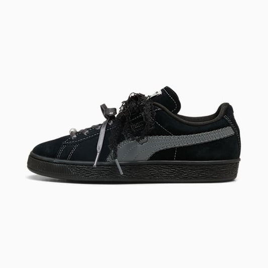 Puma Suede — Black / Lace Ribbon / Pearl
