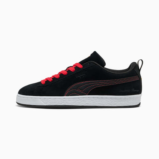 PUMA Suede Black-Red Stitching-White Sole