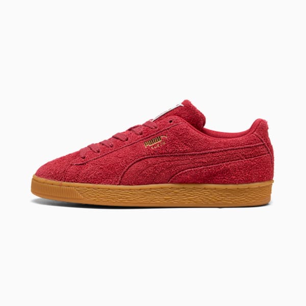 PUMA Suede Classic Red Hairy Suede-Gum Sole-Gold