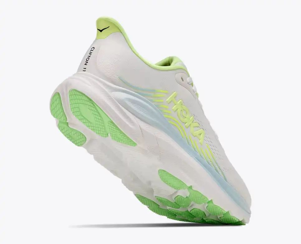 Hoka Bondi 8 — White / Lime Green / Light Blue