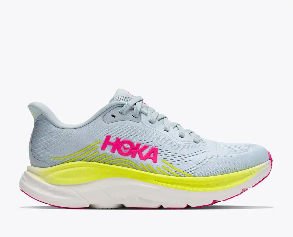 Hoka Bondi 8 — Light Blue / Lime Yellow / Pink