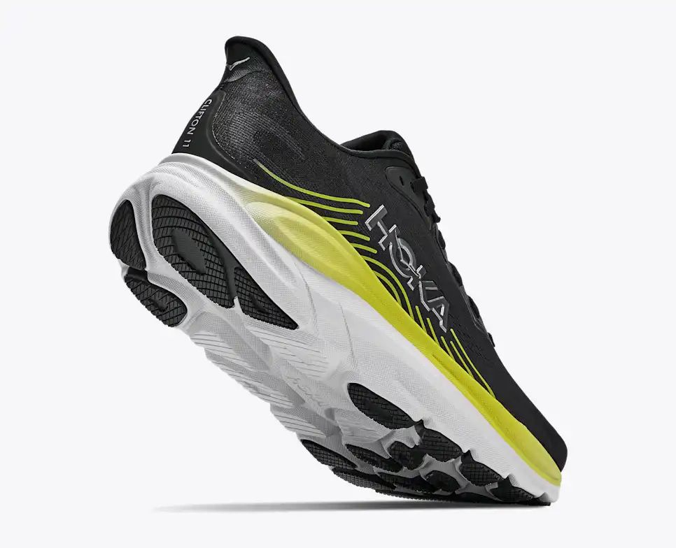 Hoka Bondi 8 — Black / Silver / Lemon Yellow