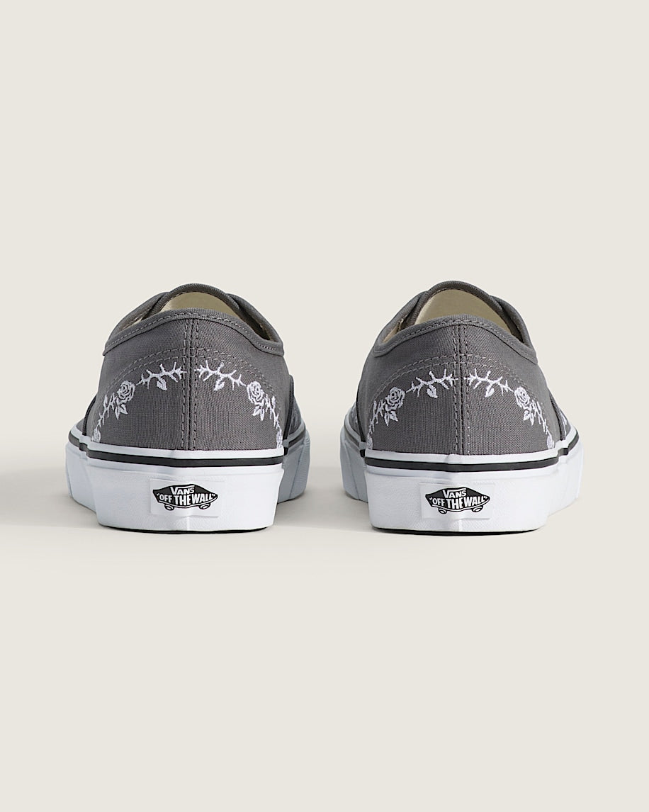Vans Authentic Gray White Rose Embroidery